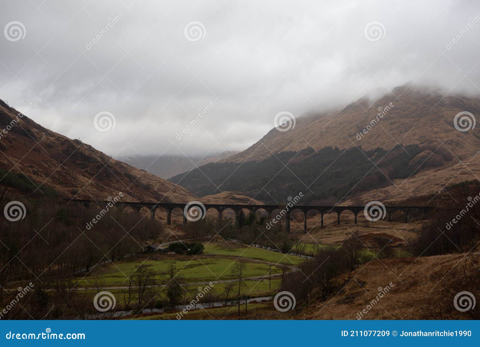 The Glenfinnan Viaduct in Scotland Stock Image Image of village