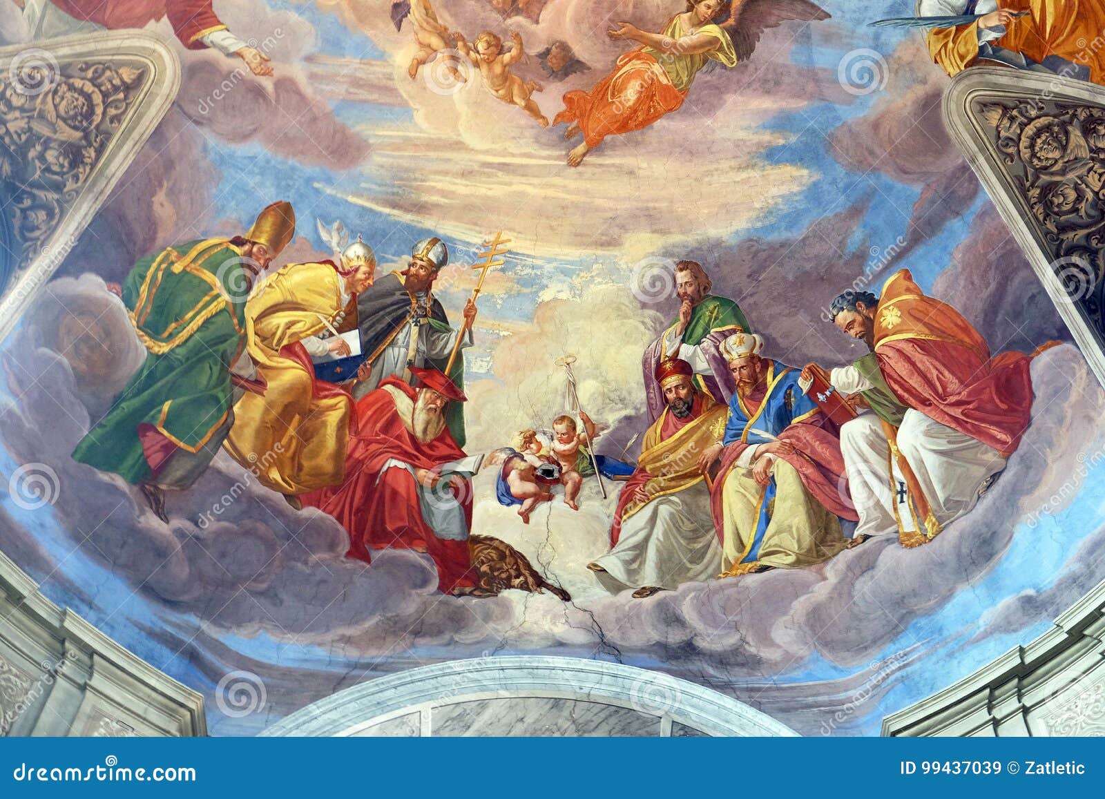 Gli Evangelisti Festeggiano La Pasqua Gli Evangelisti Ed Il Dettaglio Dei Profeti Immagine Stock - Immagine