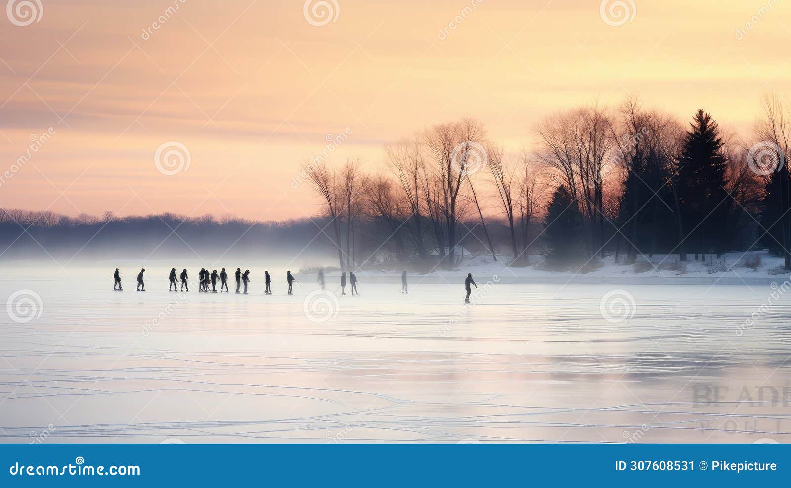 glide ice skating on lake
