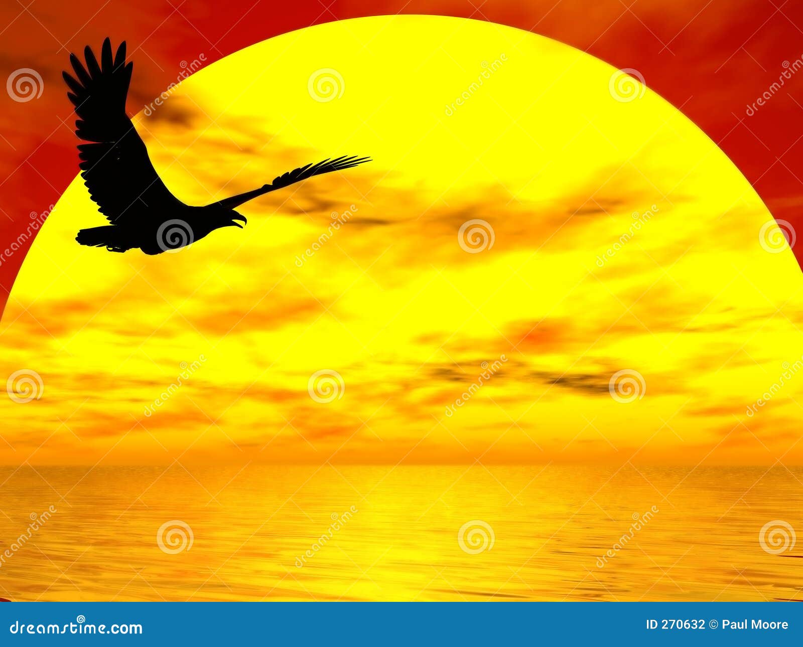 Gliding Eagle stock illustration. Illustration of sunset 270632