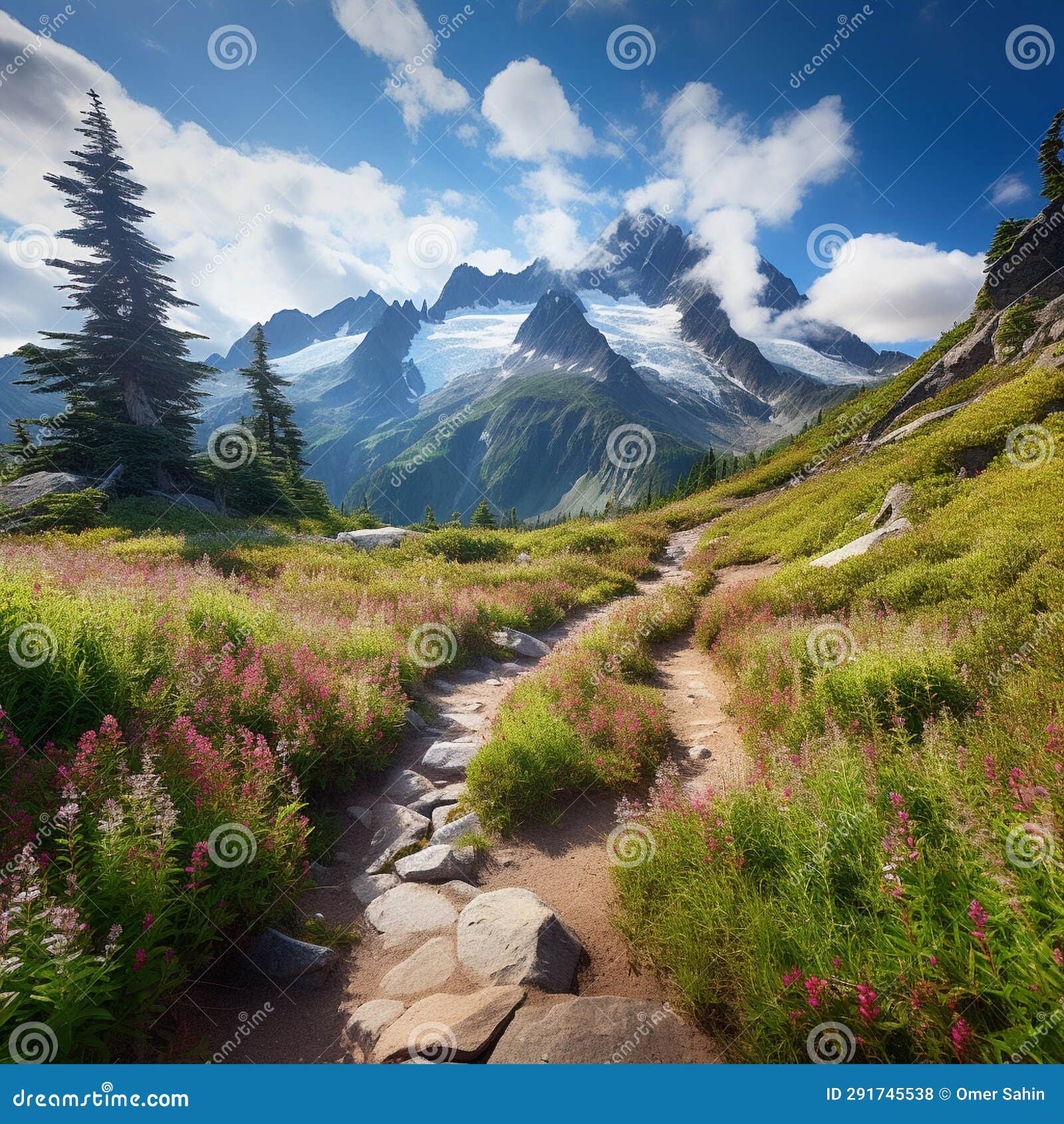 Glimmers of Wonder: a Hike through Shimmering Landscapes of Awe Stock 
