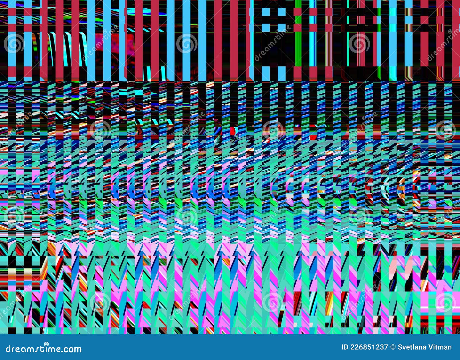 Digital Broken Screen Glitch Effect in Pixelated Style with