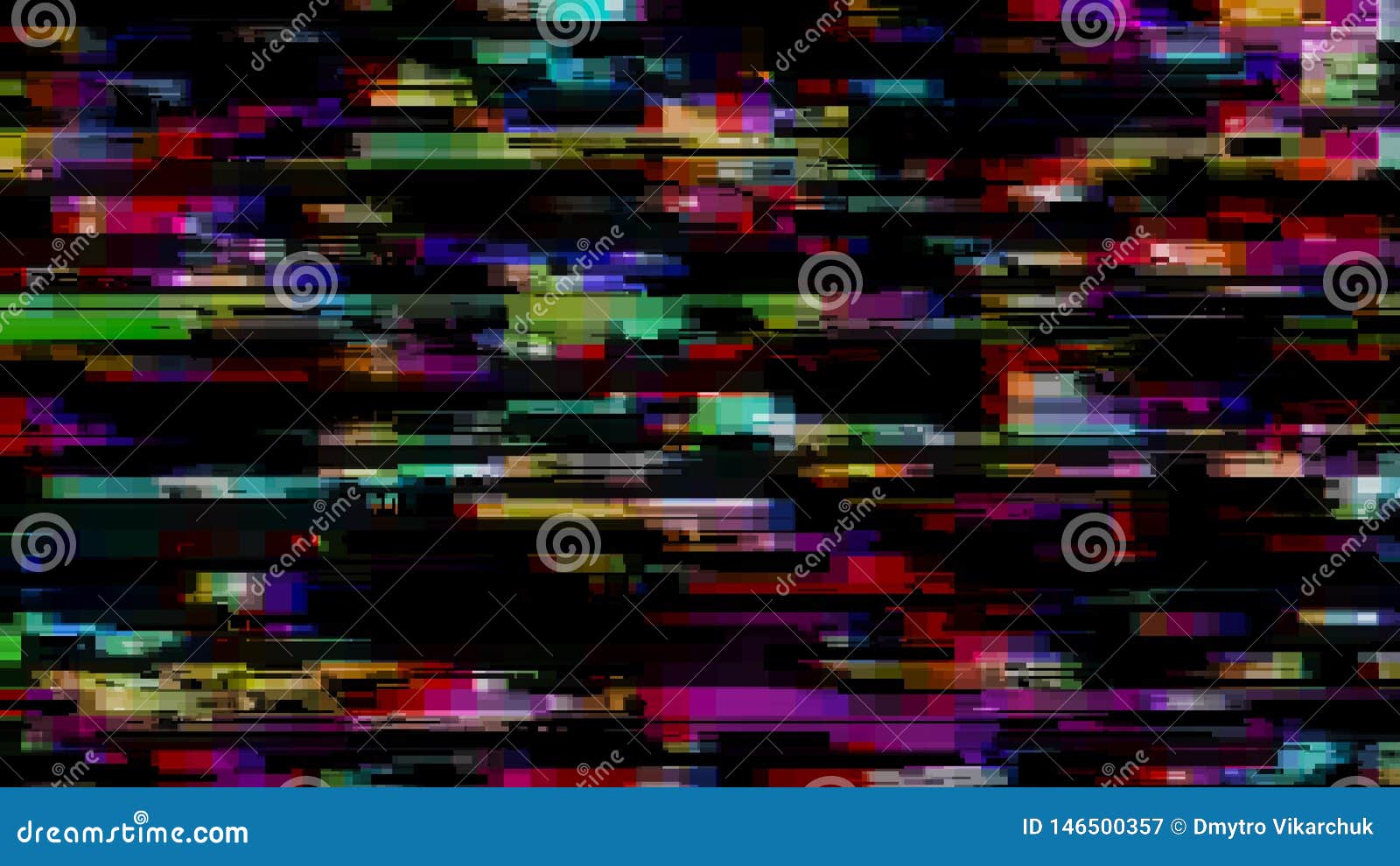 Digital glitch effect on computer or TV screen