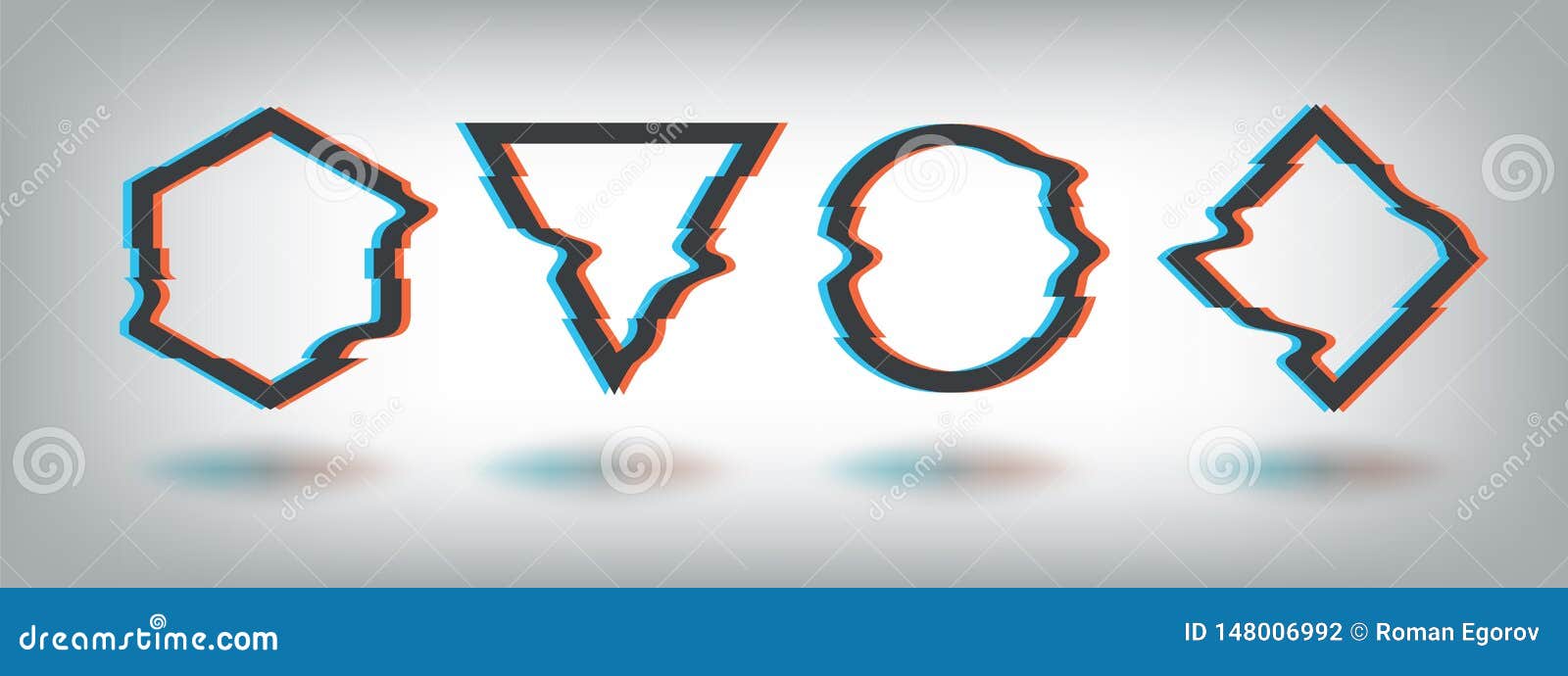 Glitch Effect Frames. Distorted Noise Shape, Vhs Tv Defect, Dynamic Abstract Music Logo, Circle ...