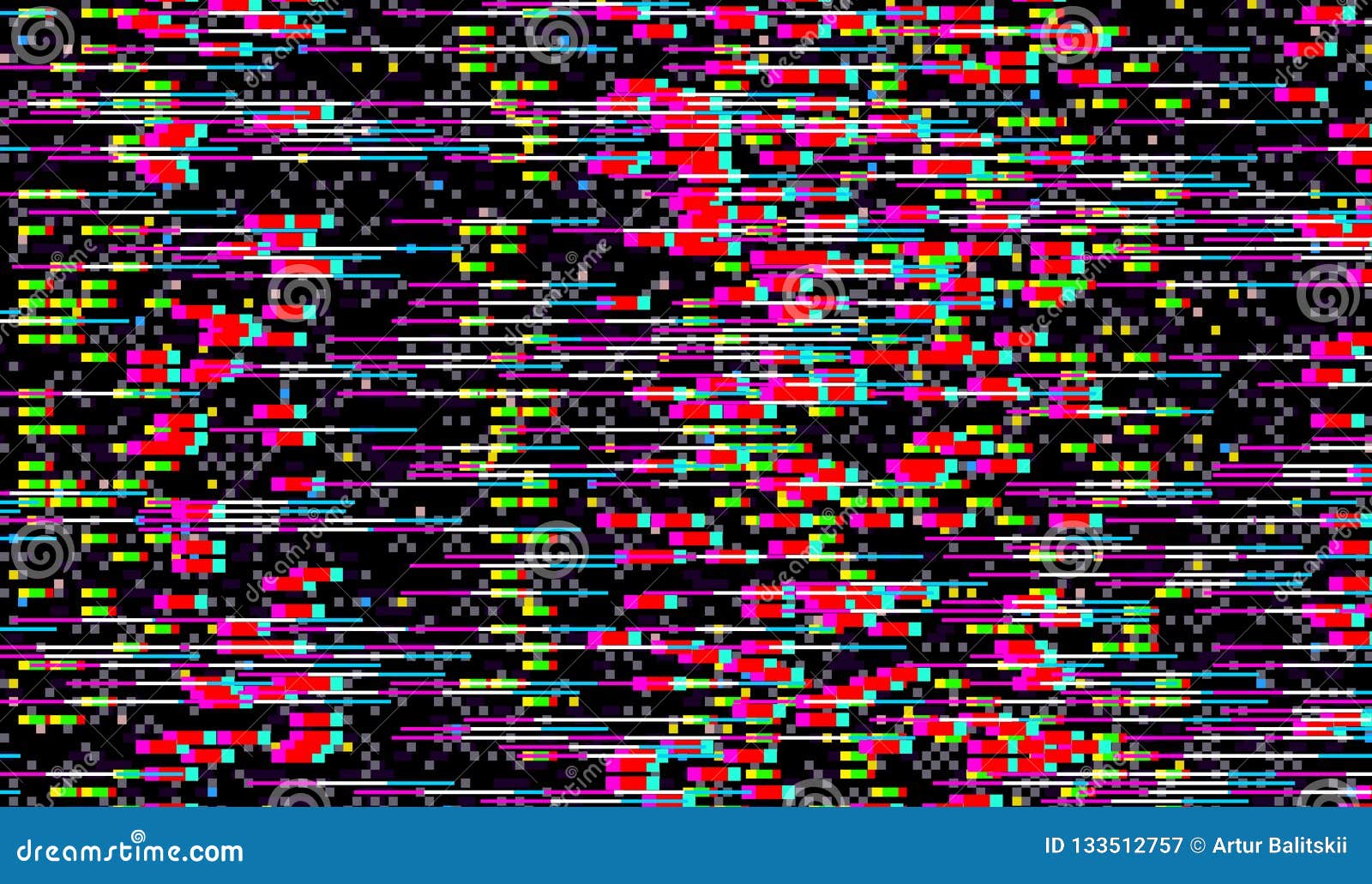 Digital glitch effect on computer or TV screen