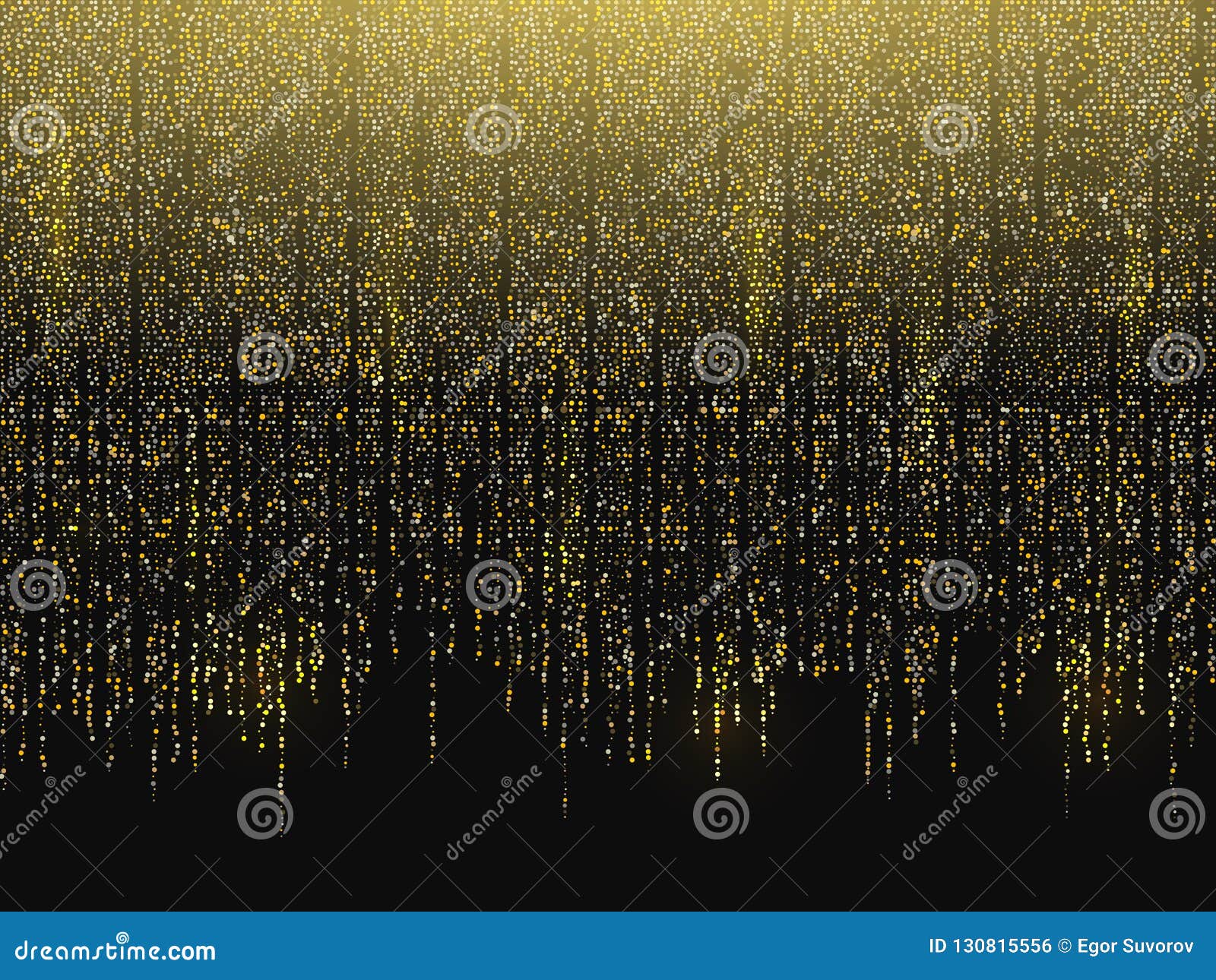 glitter background. gold garlands falling down. christmas background. golden sparks on a black backdrop. luxury