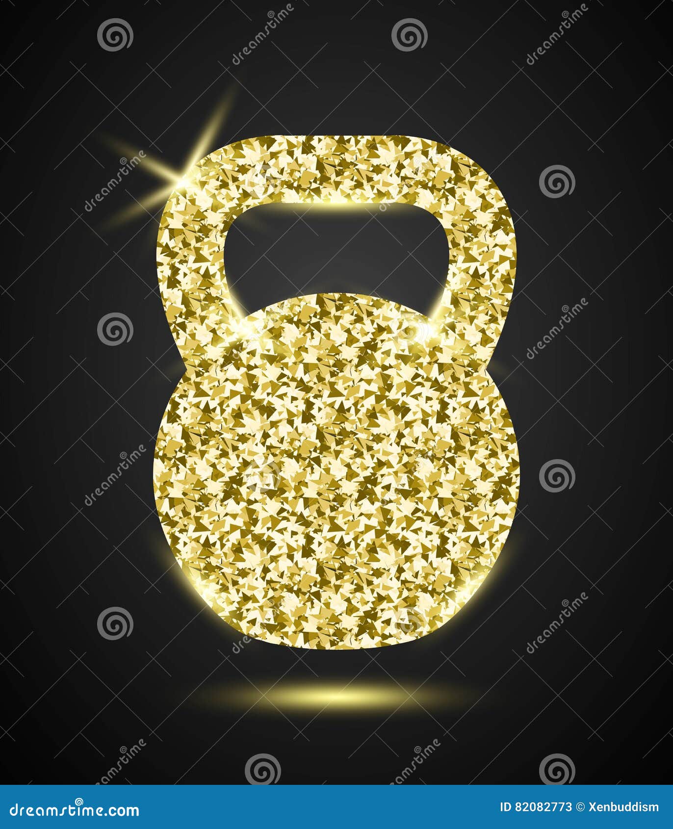 Glitter Golden Kettlebell stock illustration. Illustration of festive