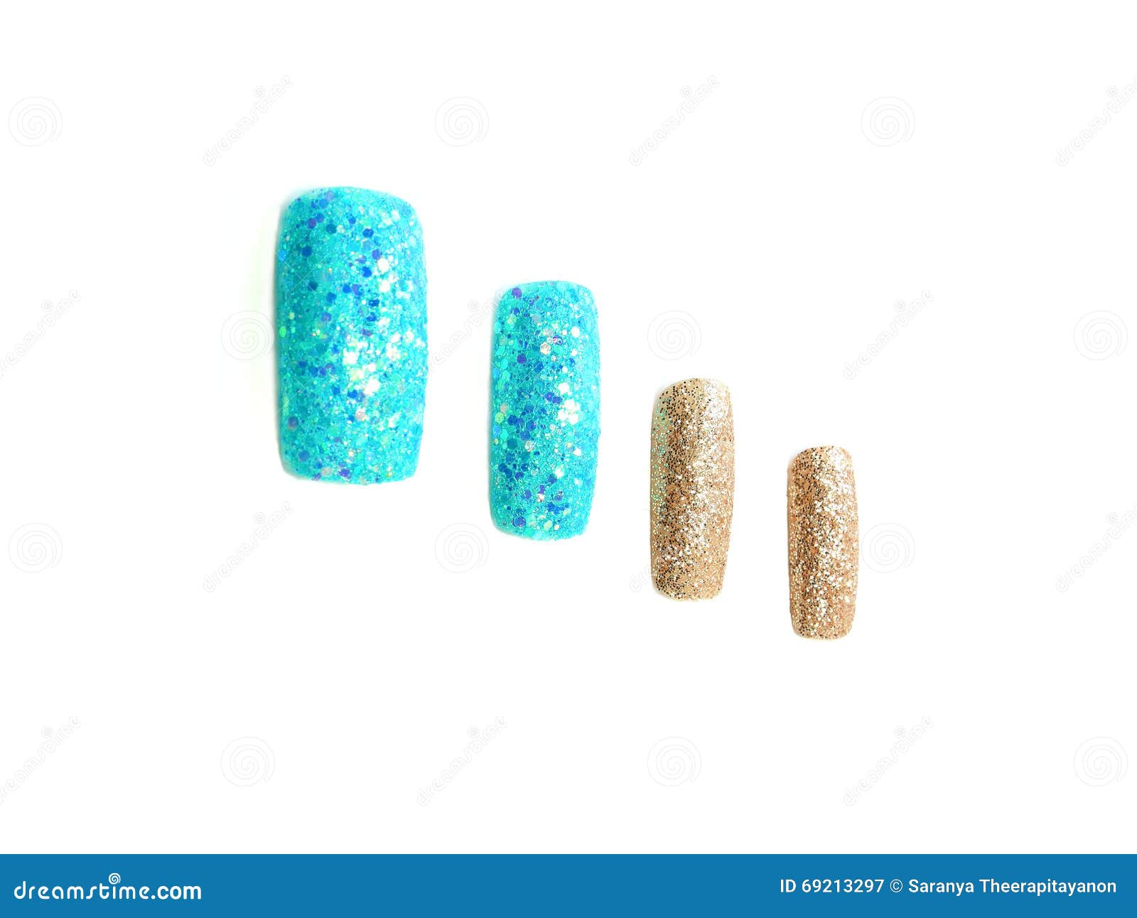 Glitter Nail Art on Artificial Nails Stock Image Image of artificial