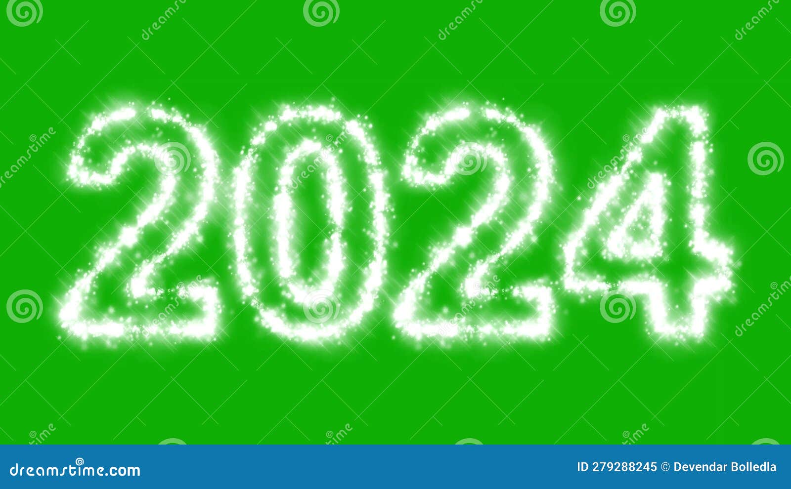 2024 with Glitter Particles on Green Screen Background Stock Video