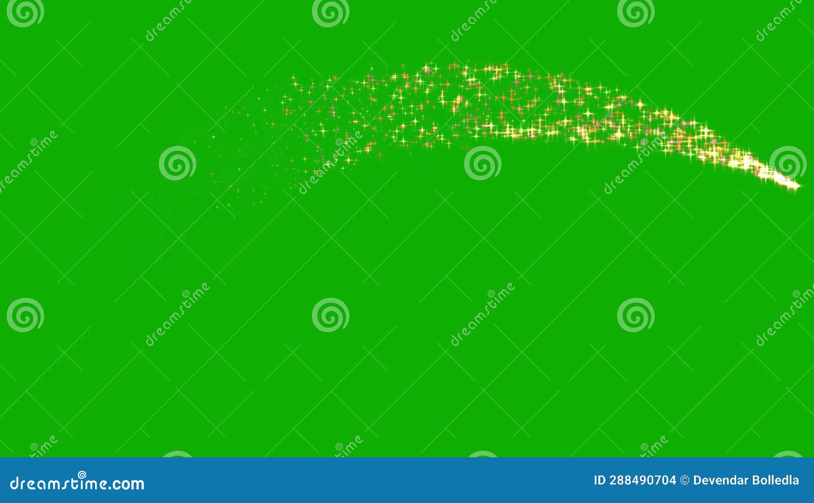Glitter Particles with Trajectory Path on Green Screen Background Stock