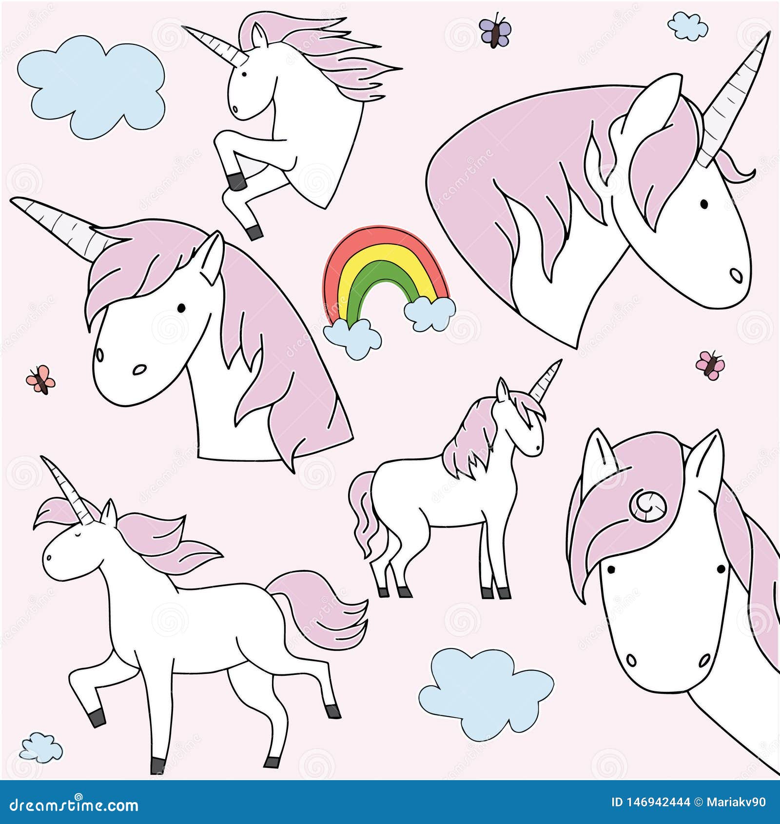 Glitter Unicorn Drawing For T-shirts. Design For Kids ...