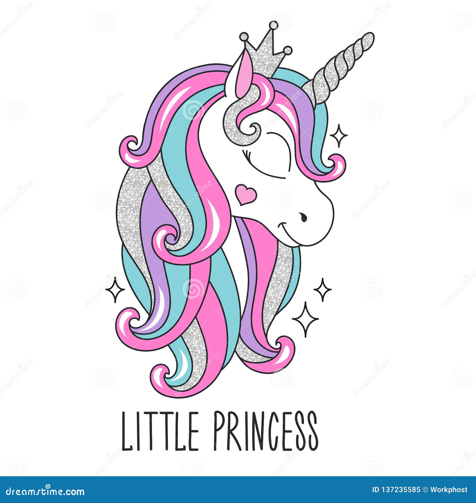 Cute magical unicorn. Vector design isolated on white background. Print for  t-shirt or sticker. Romantic hand drawing illustration for children  15735133 Vector Art at Vecteezy