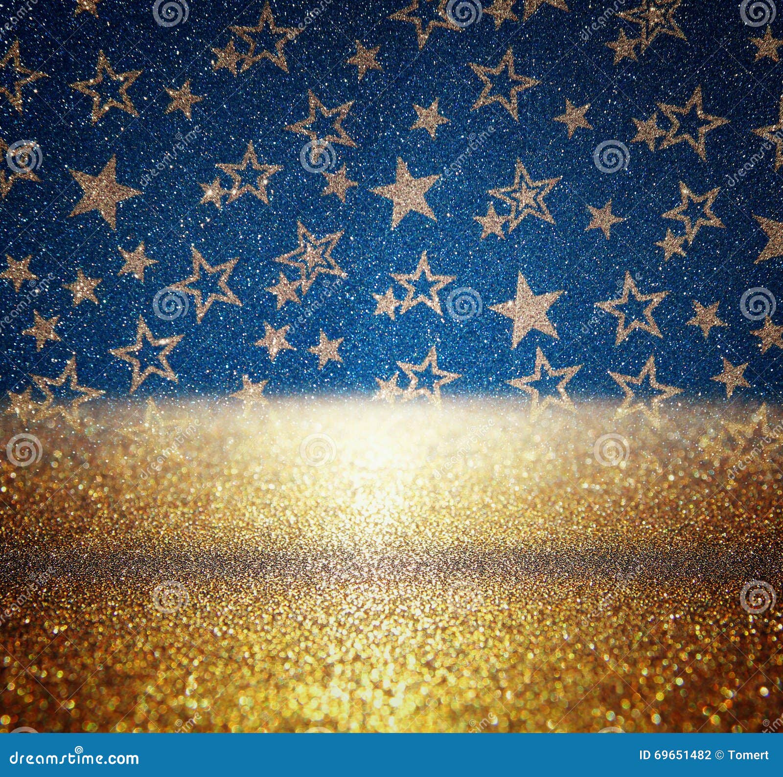 Glitter Vintage Lights Background. Blue, Gold And Black ...