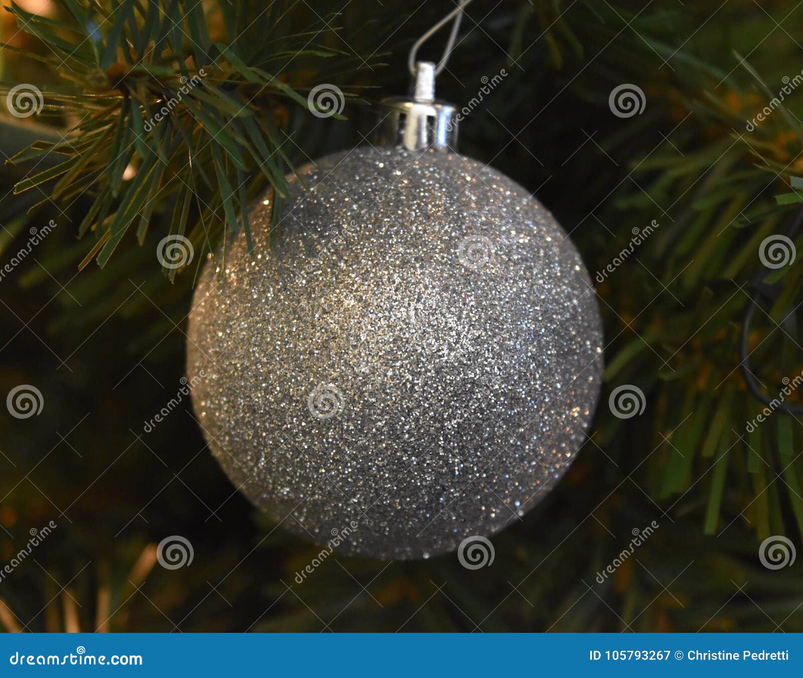 Sparkling Silver Christmas Tree Ornament Stock Image - Image of ...