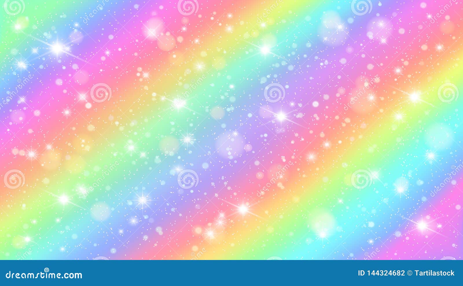 Glitters Rainbow Sky. Shiny Rainbows Pastel Color Magic Fairy