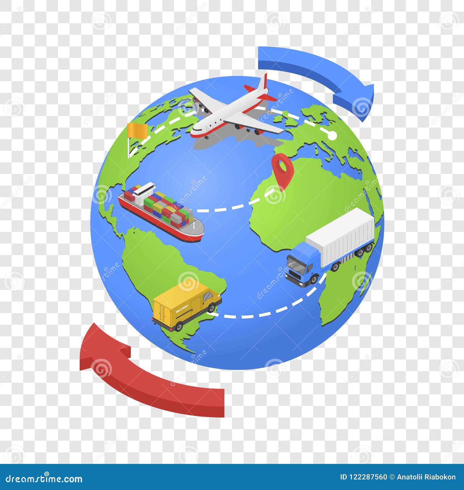 Global Air,water, Road Shipping Icon, Isometric Style Stock Vector ...