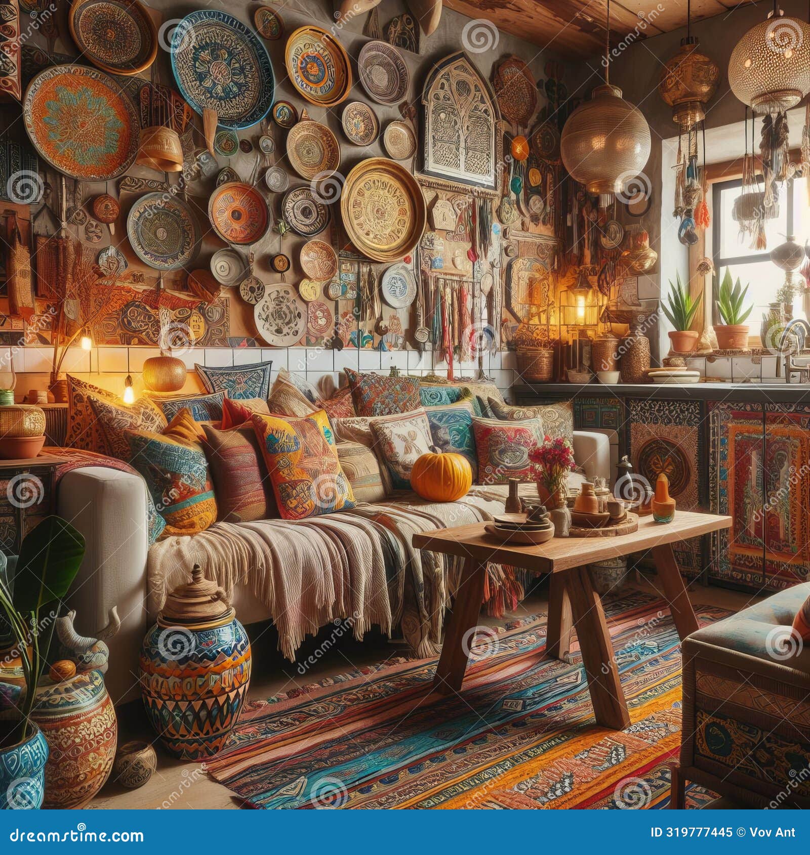 global boho kitchen eclectic mix of global patterns, texture