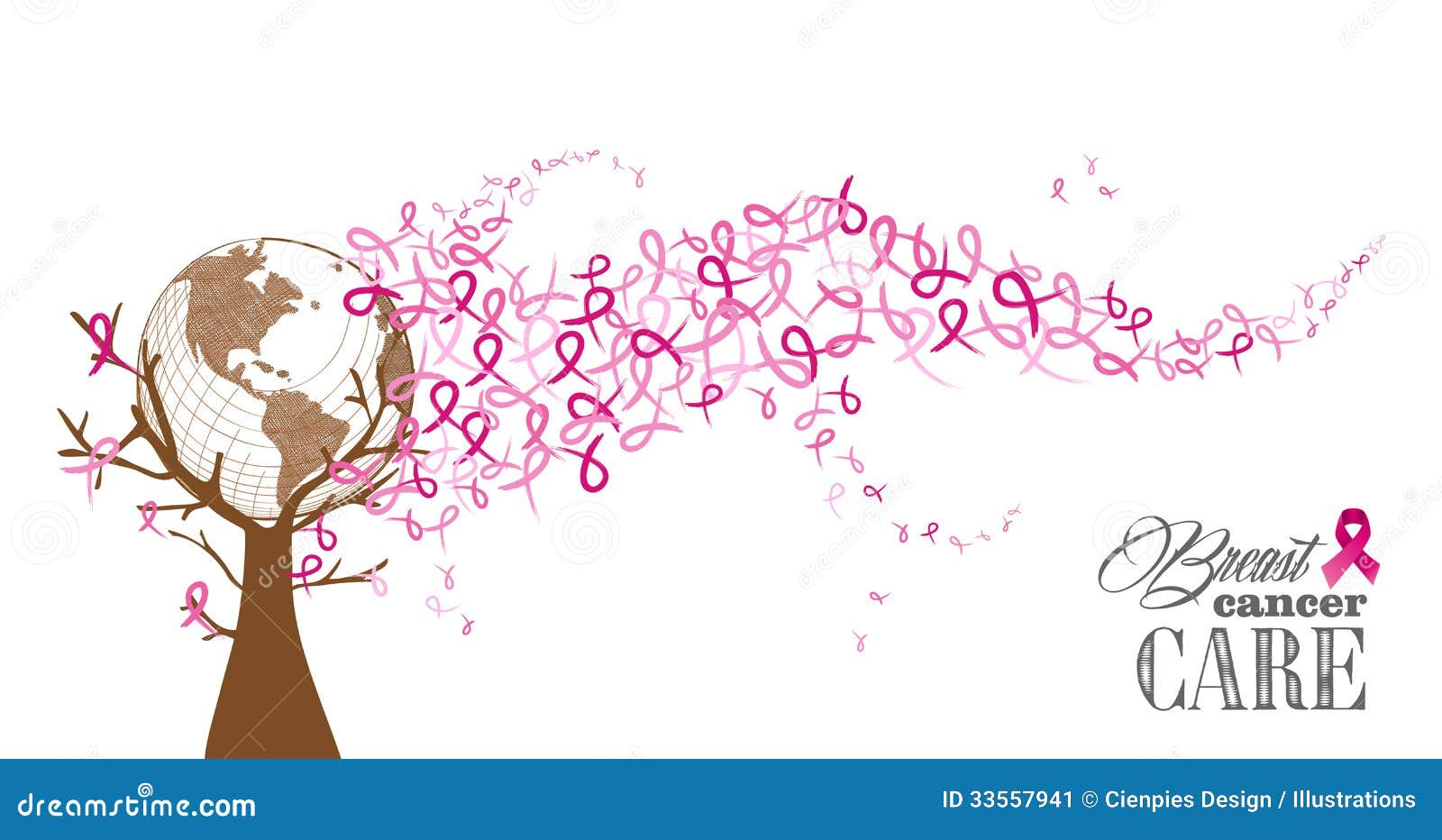 Global Breast Cancer Awareness Concept Tree Illust Stock Vector Illustration Of Badge Element