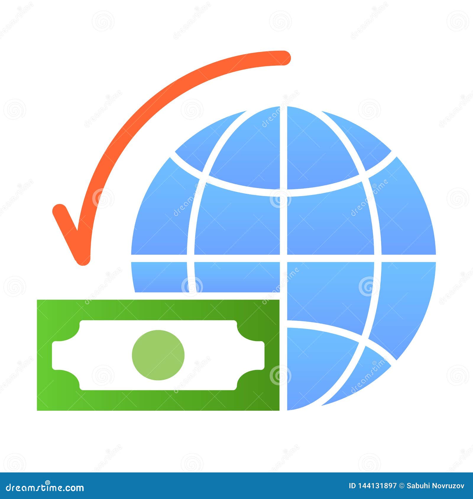 Dollar with world globe line and glyph icon money and planet