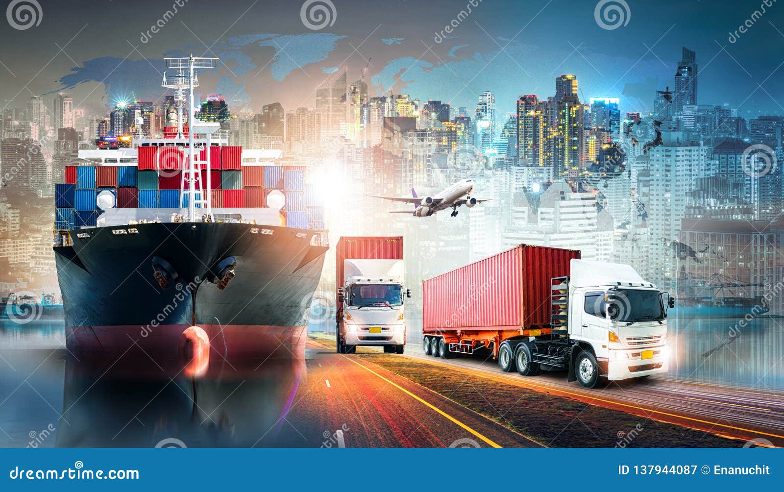 global business logistics import export background and container cargo freight ship