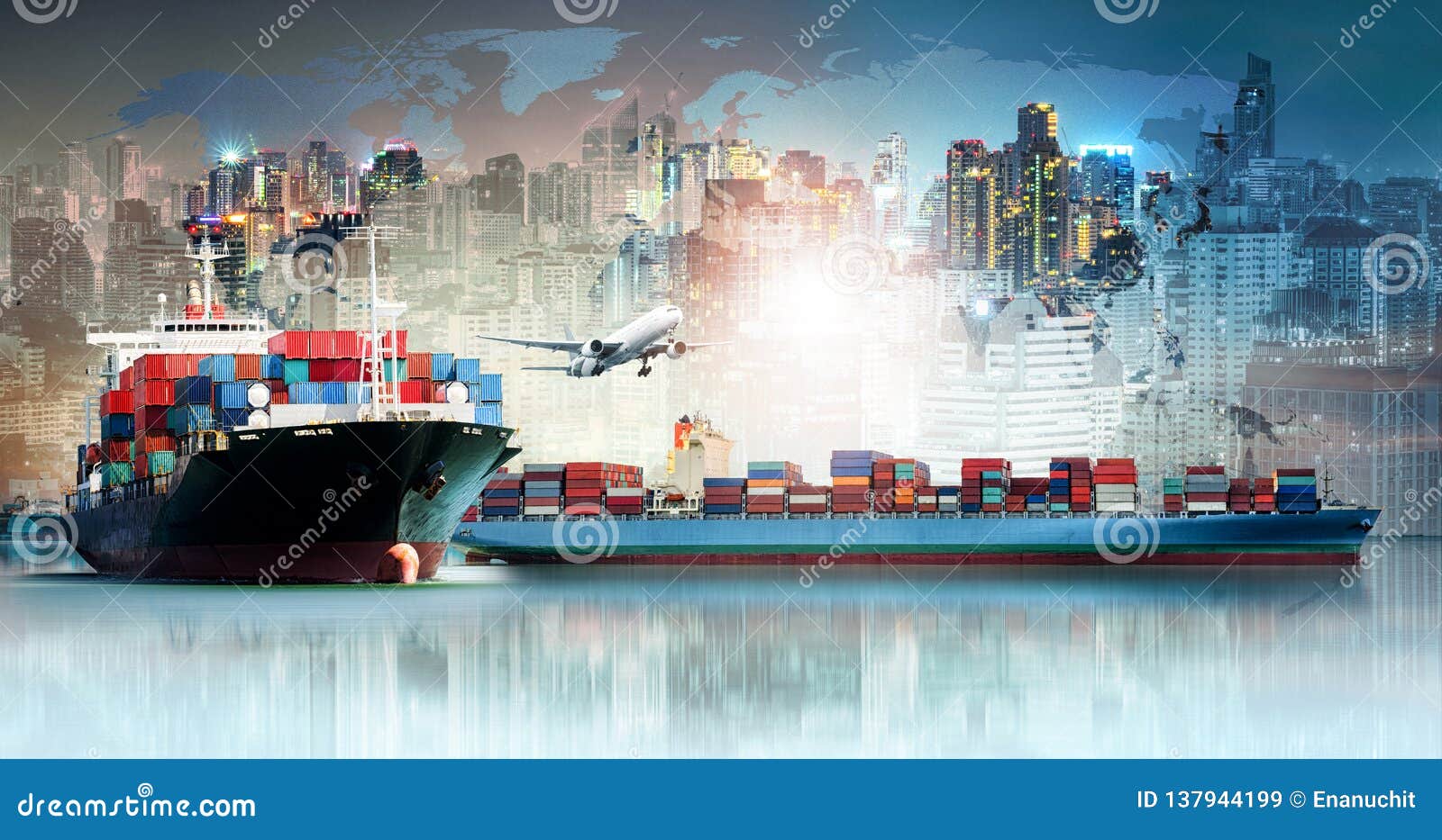 global business logistics import export background and container cargo freight ship