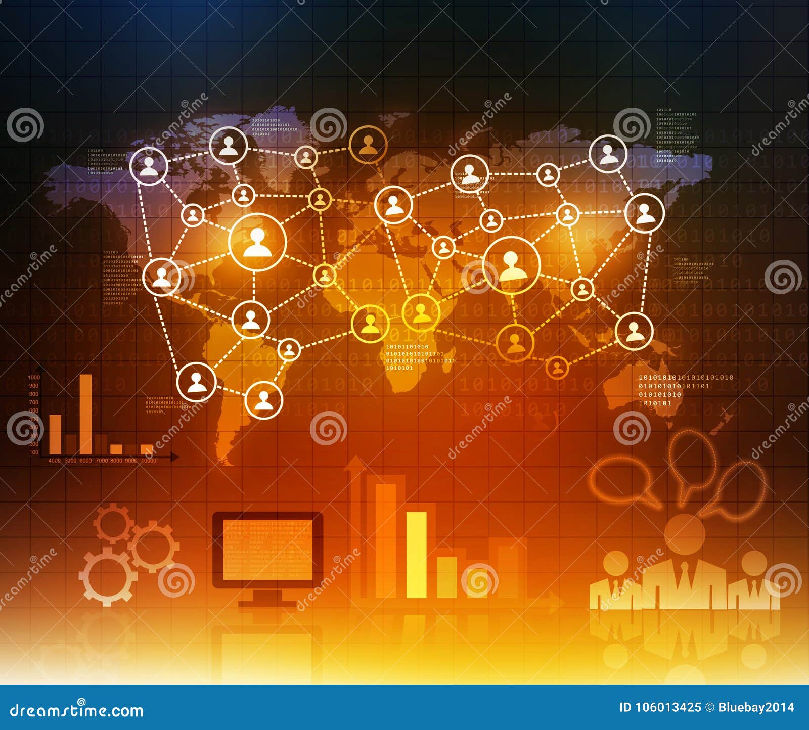 Global business network stock illustration. Illustration of message
