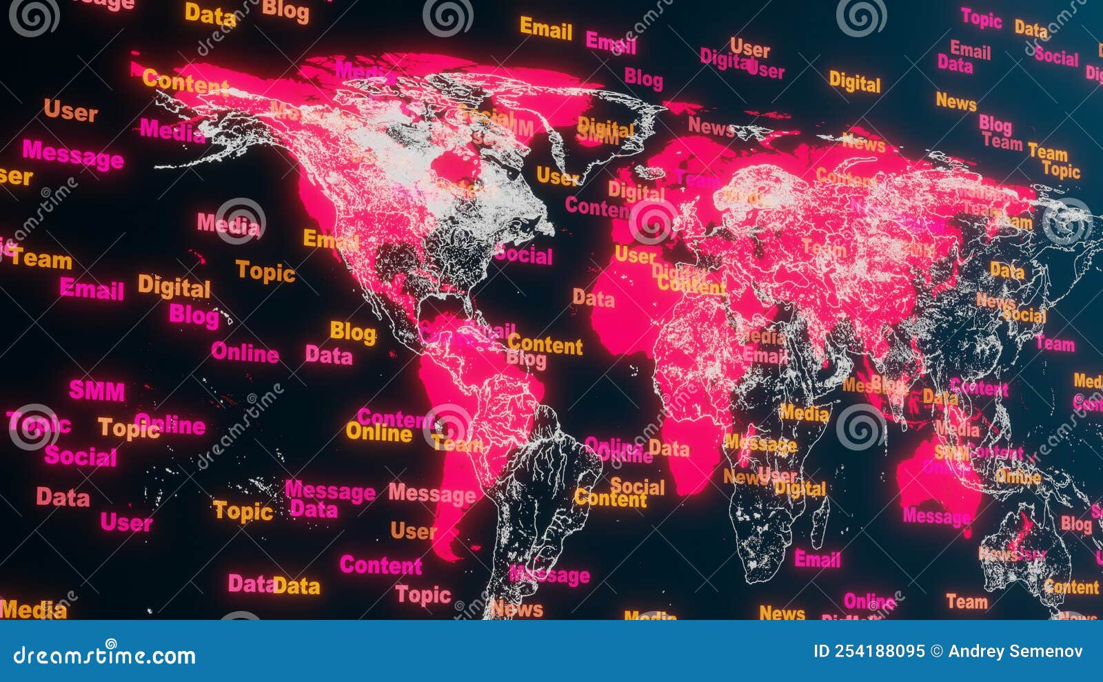 Global Business. World Map with Business Terms. 3d Render. Stock Illustration Illustration of