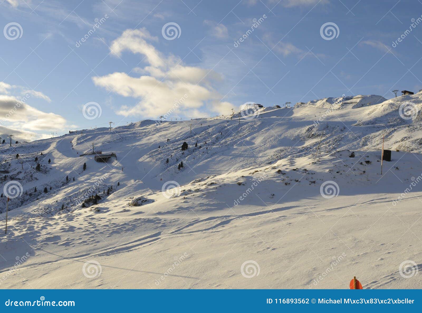 global clima change: empty skiaerea with artifical snow in hochzillertal valley, tyrol