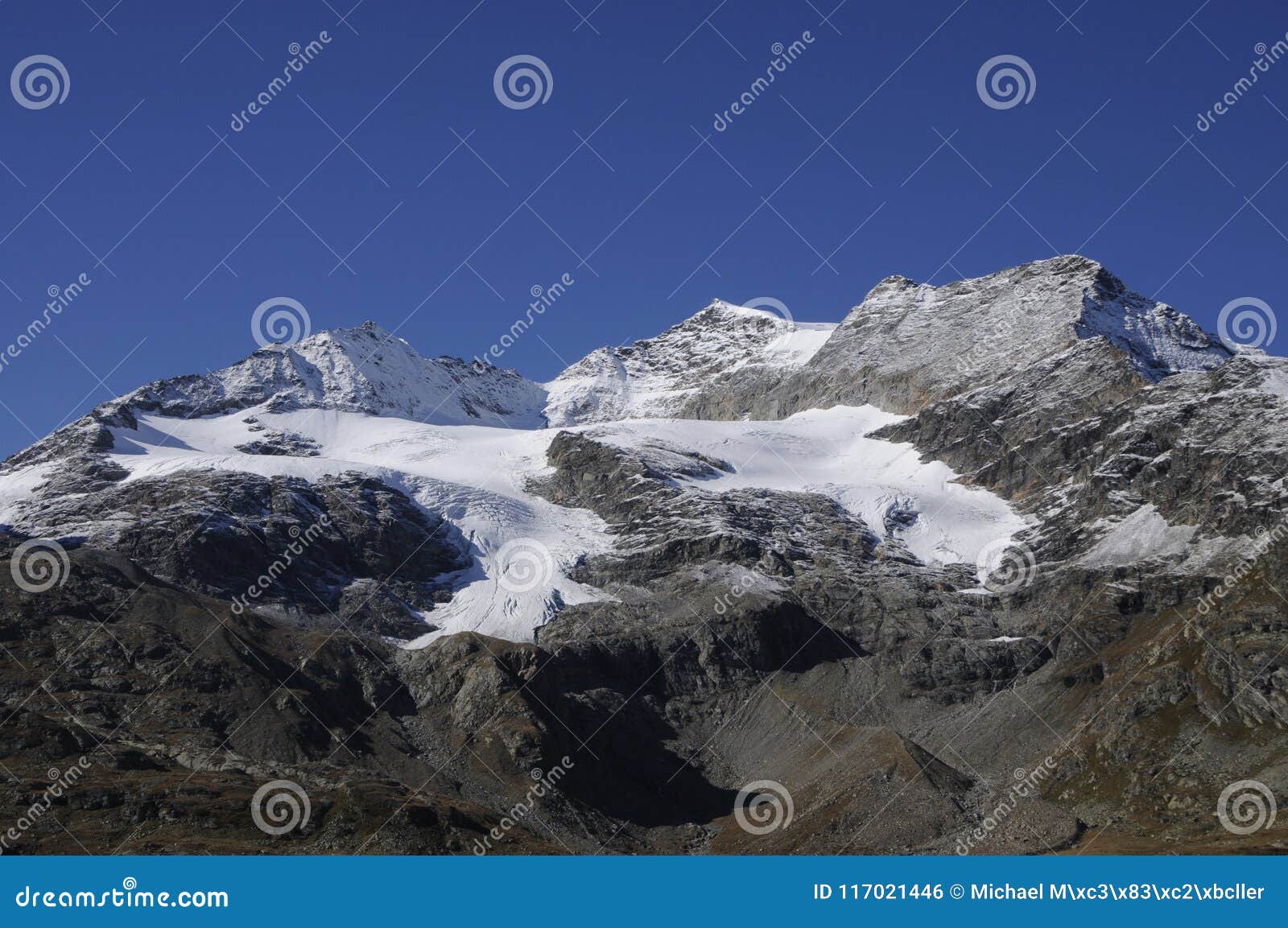 global clima change: melting glacier at bernina pass