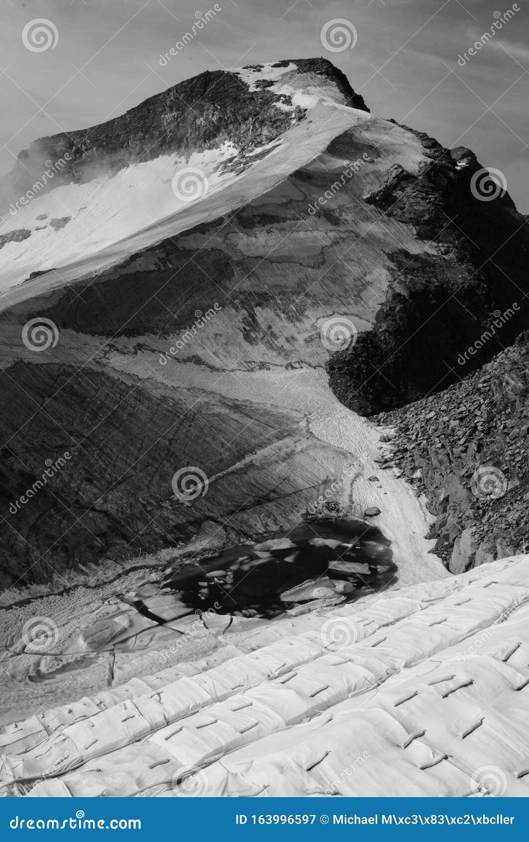 global clima change: melting piz corvatsch glacier in the upper engadin, swiss alps