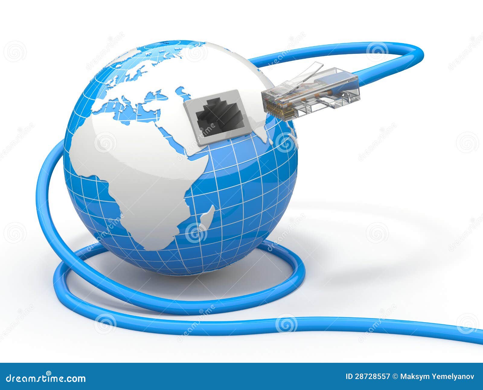 global communication. earth and cable, rj45.