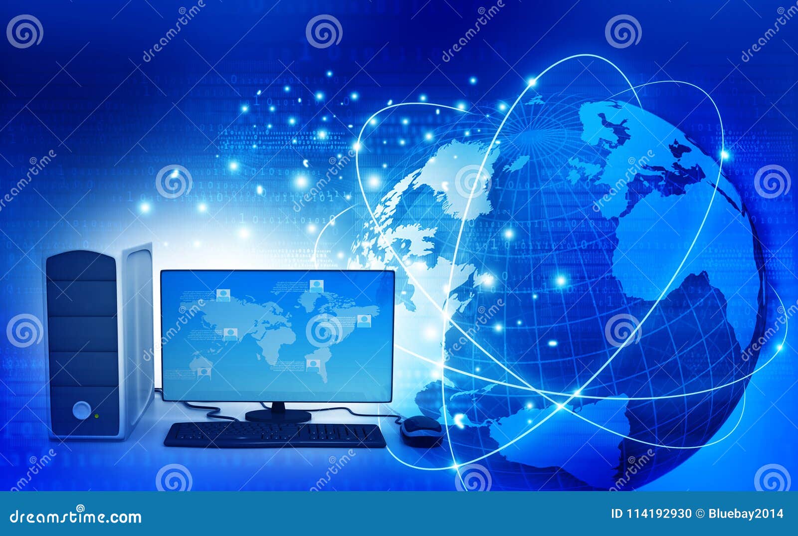 Global Communication Technology with Computer Stock Photo - Image of  geometric, abstract: 114192930