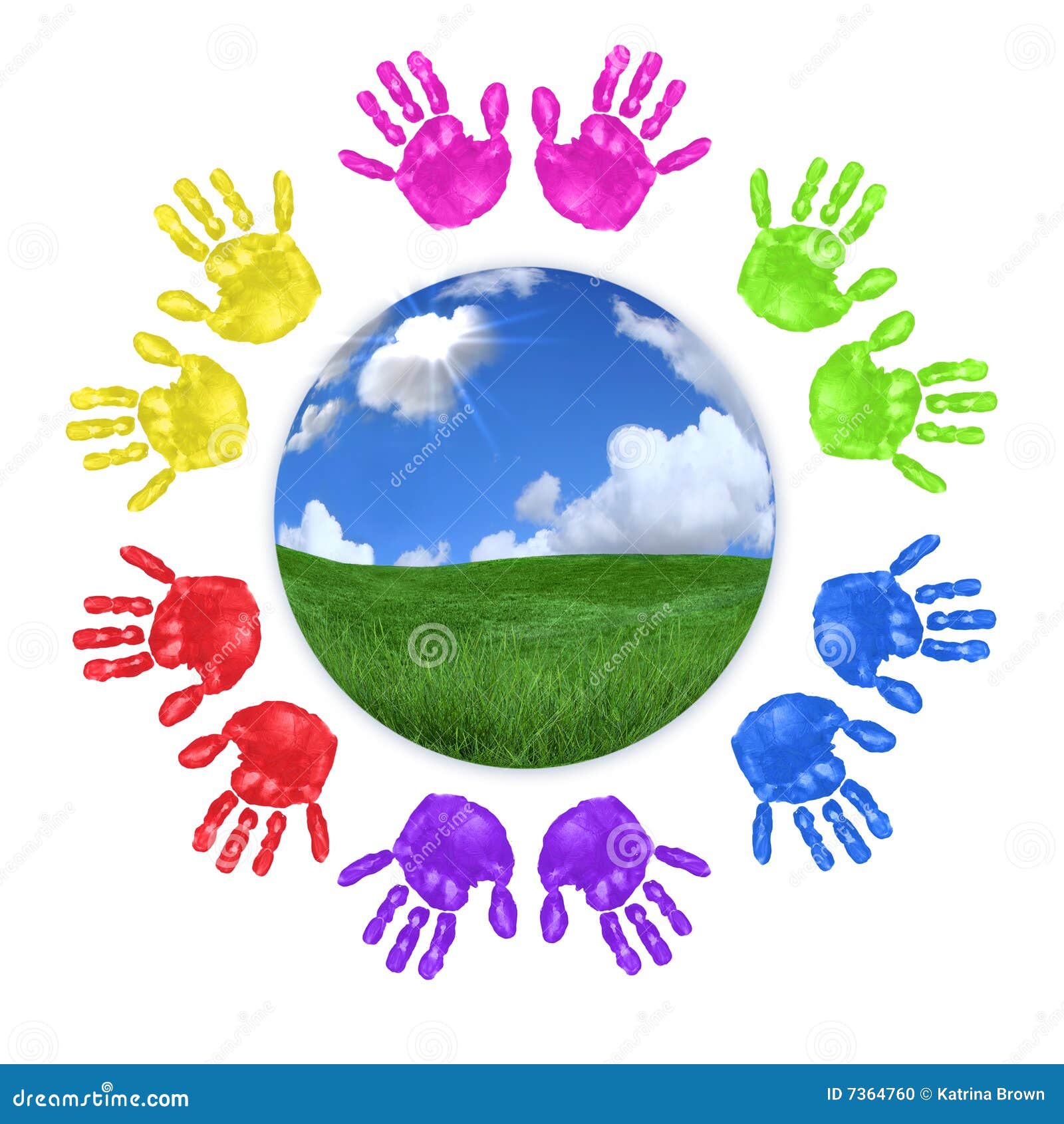Global Concept of Children S Handprints Around the Stock Illustration