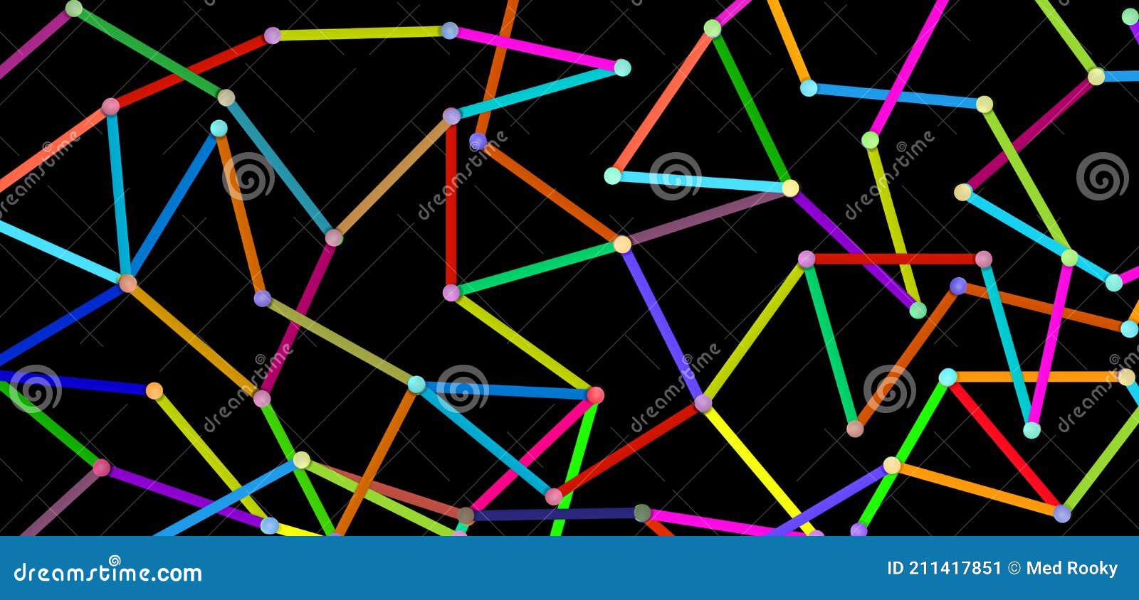global connection and in network communication concept. illustrated by multicolored lines with pin in dark grey background.