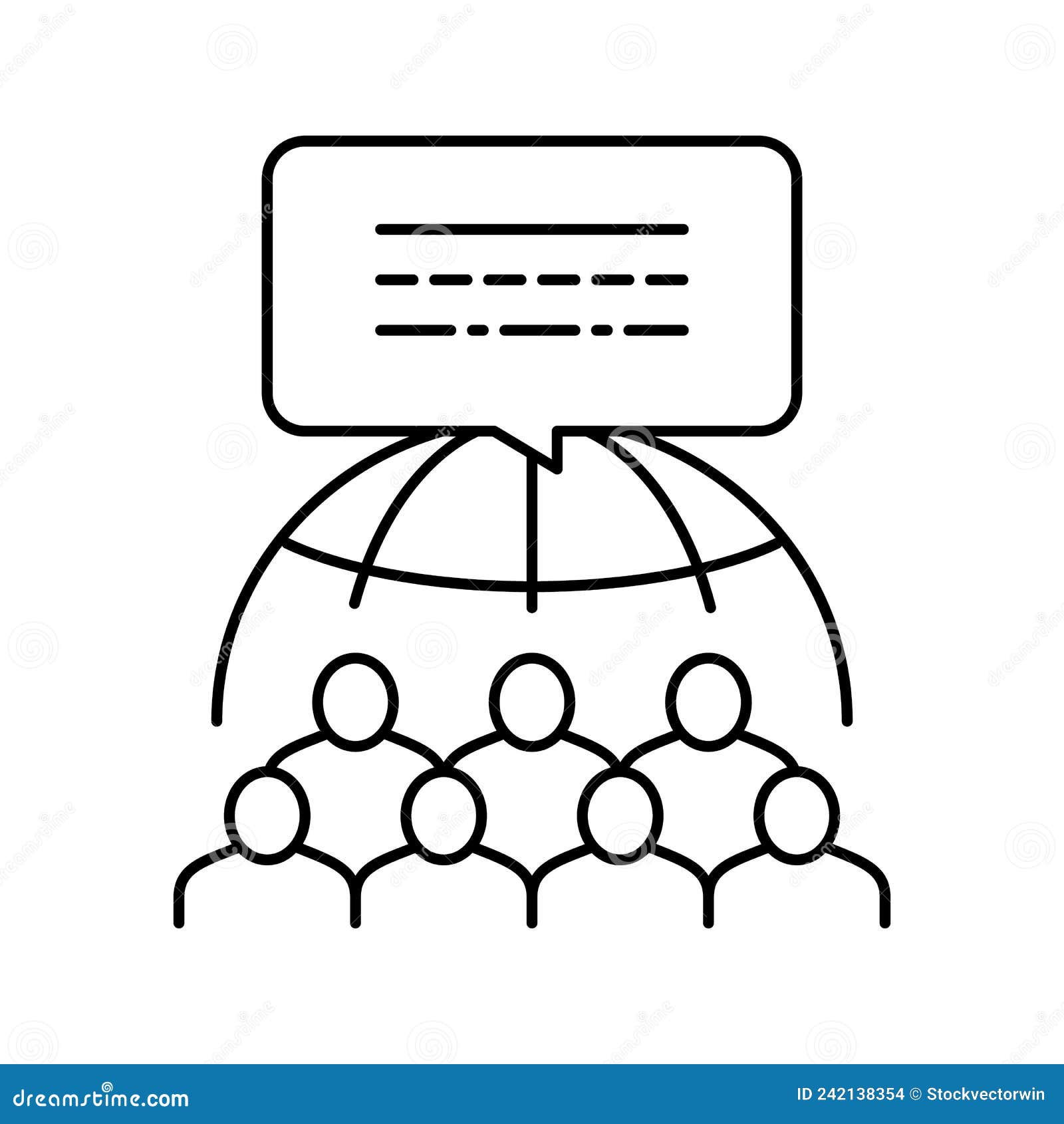 global crowdsoursing line icon   flat