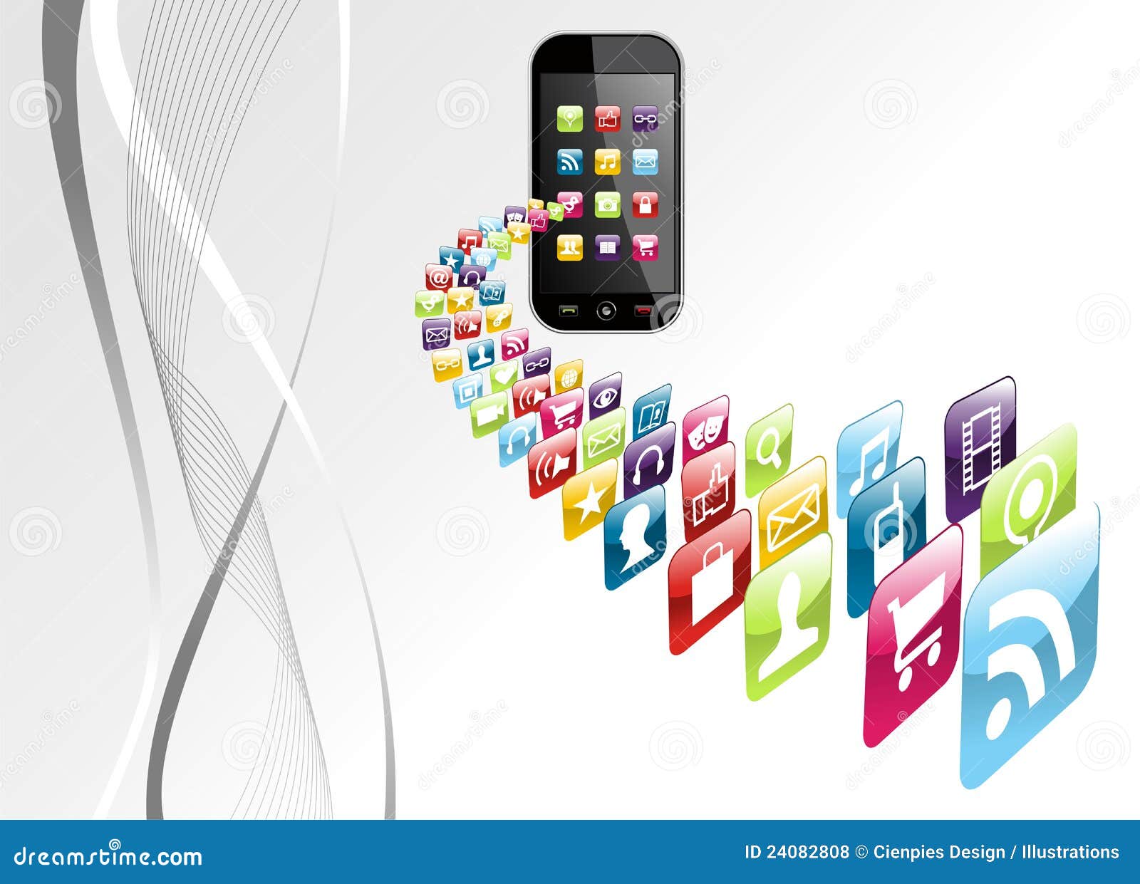 Iphone With Apps Clipart