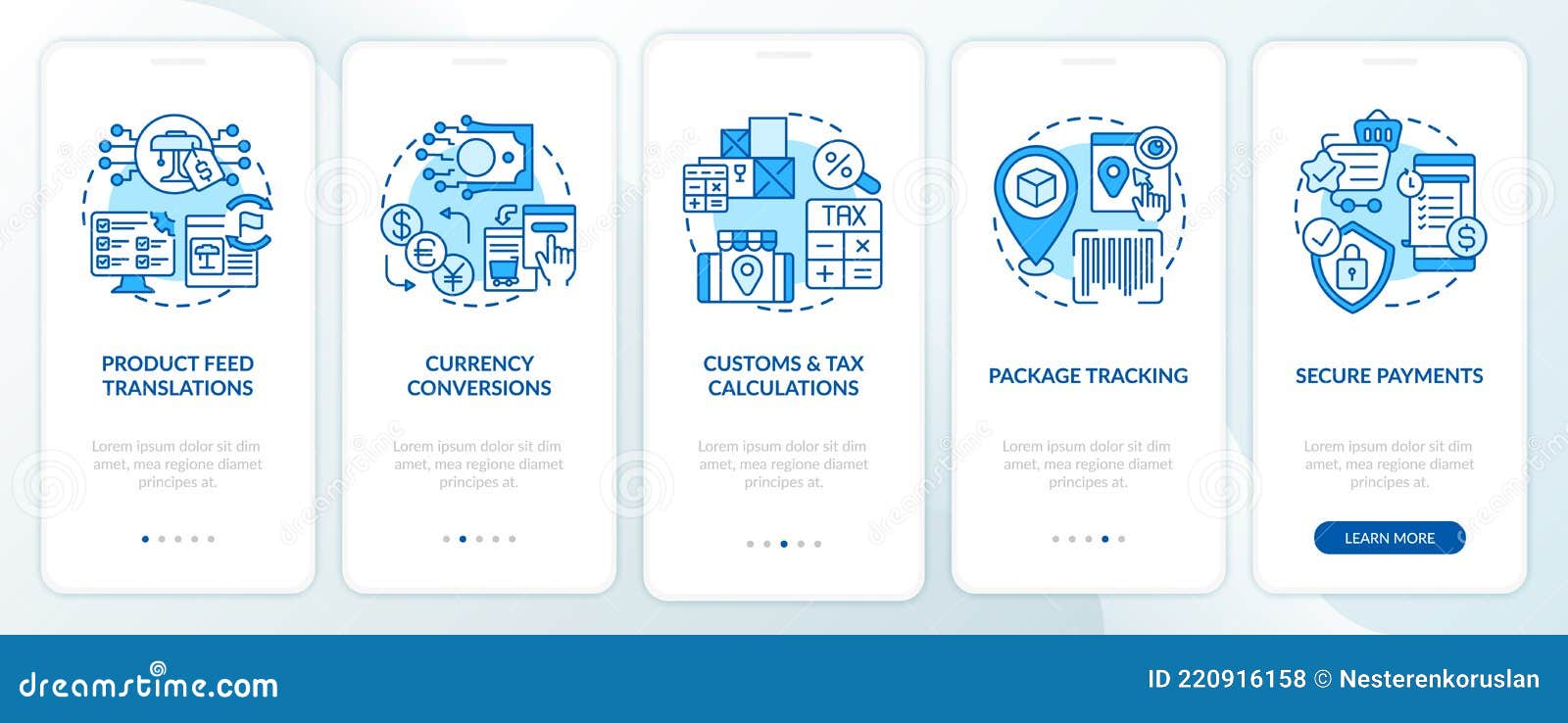 global market place service onboarding mobile app page screen