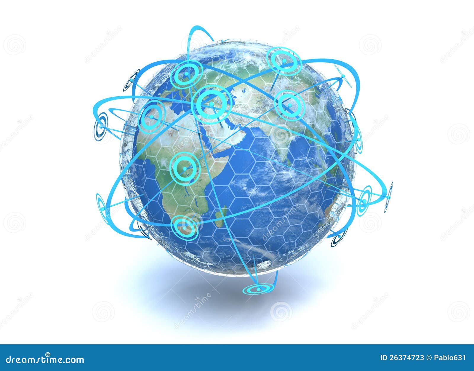  earth showing crossing network communication lines around the globe