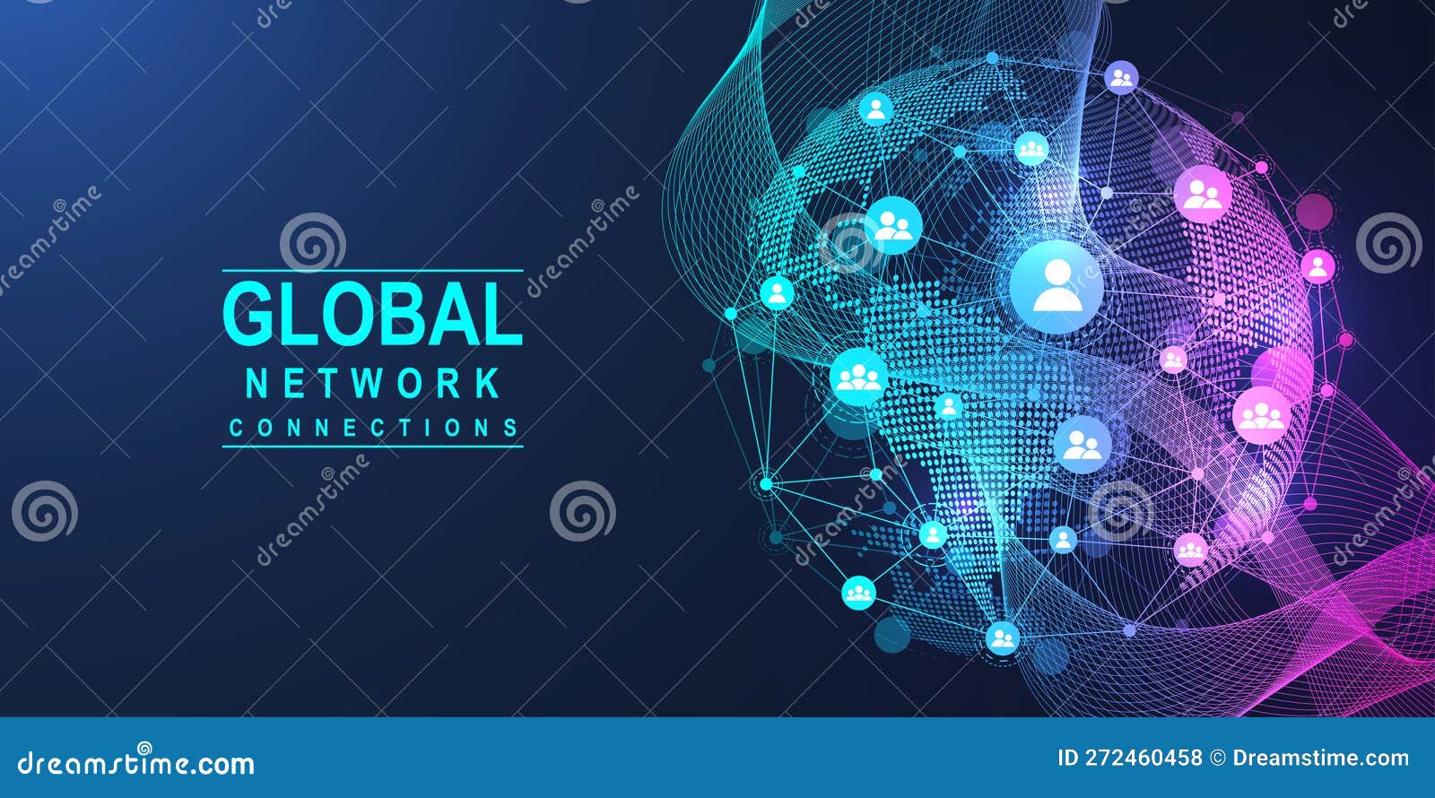 Global Network Connection Concept. Big Data Visualization Stock Vector Illustration of modern