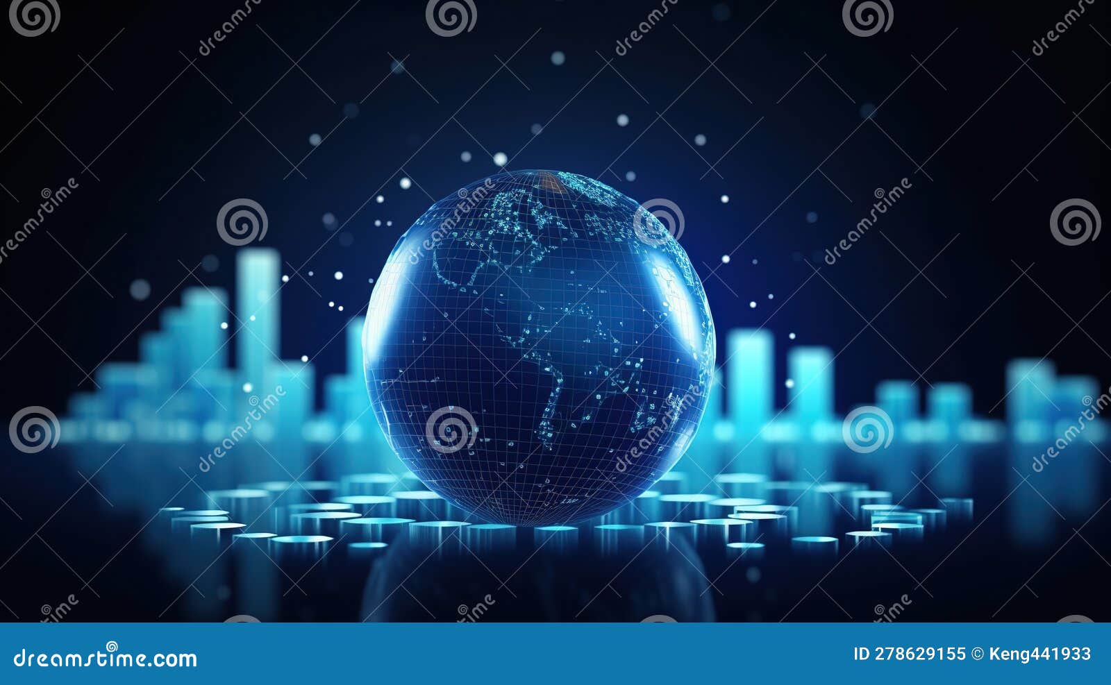 Global Network and Data Exchanges Over the World 3D Rendering