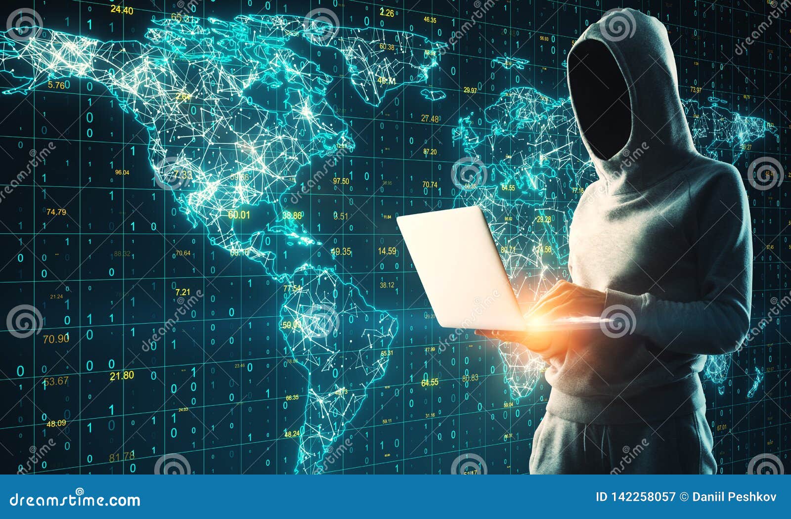 Global Network and Hacking Concept Stock Image Image of grid, laptop