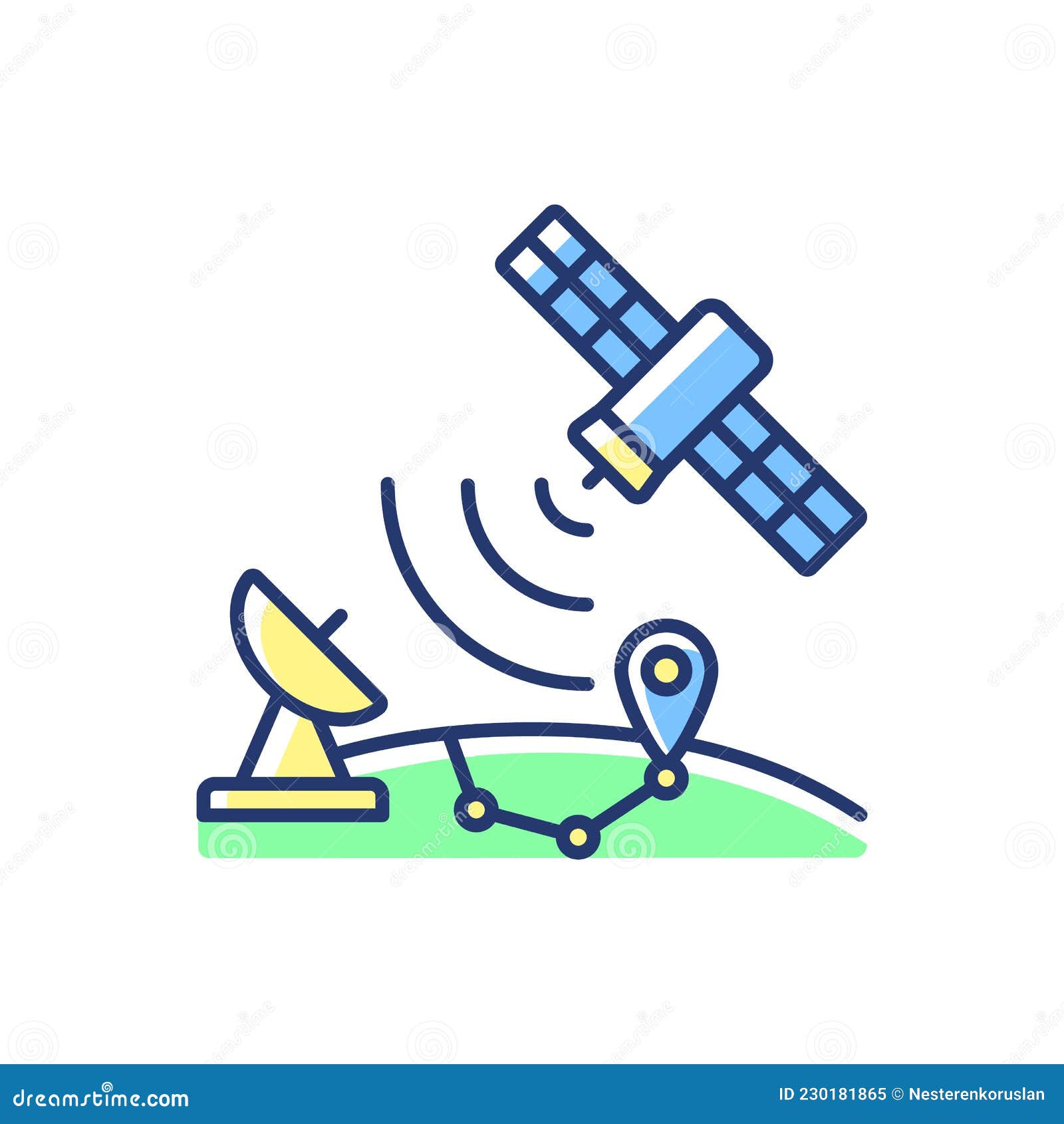 global positioning system blue, green rgb color icon
