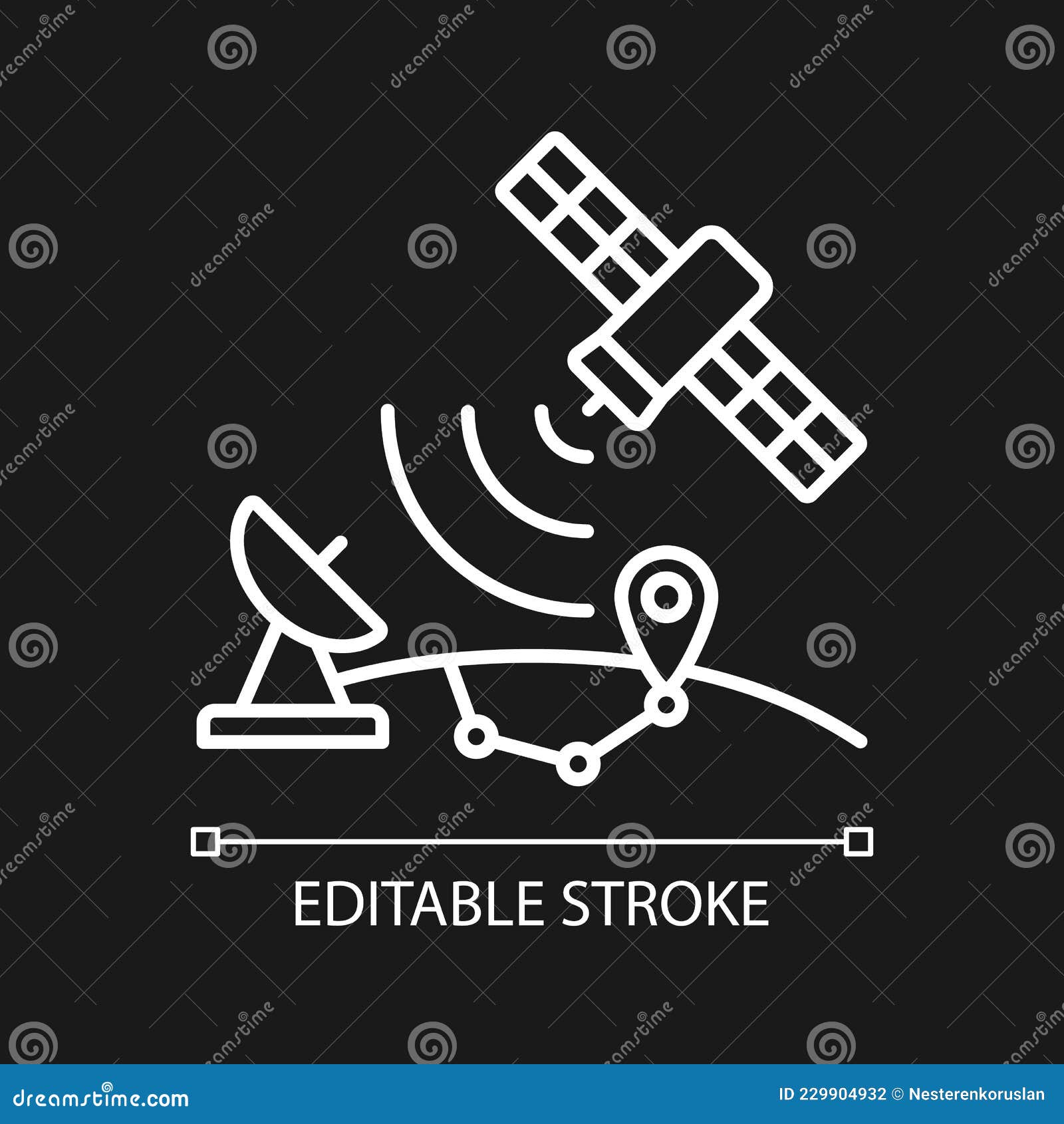 global positioning system white linear icon for dark theme