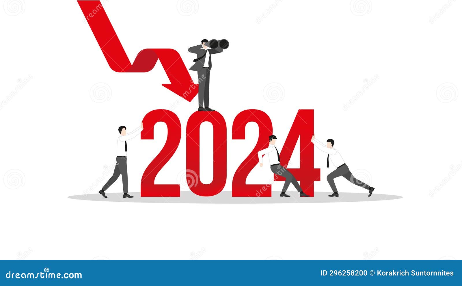 Global Recession Concept in the Year 2024. a Vision Businessman and