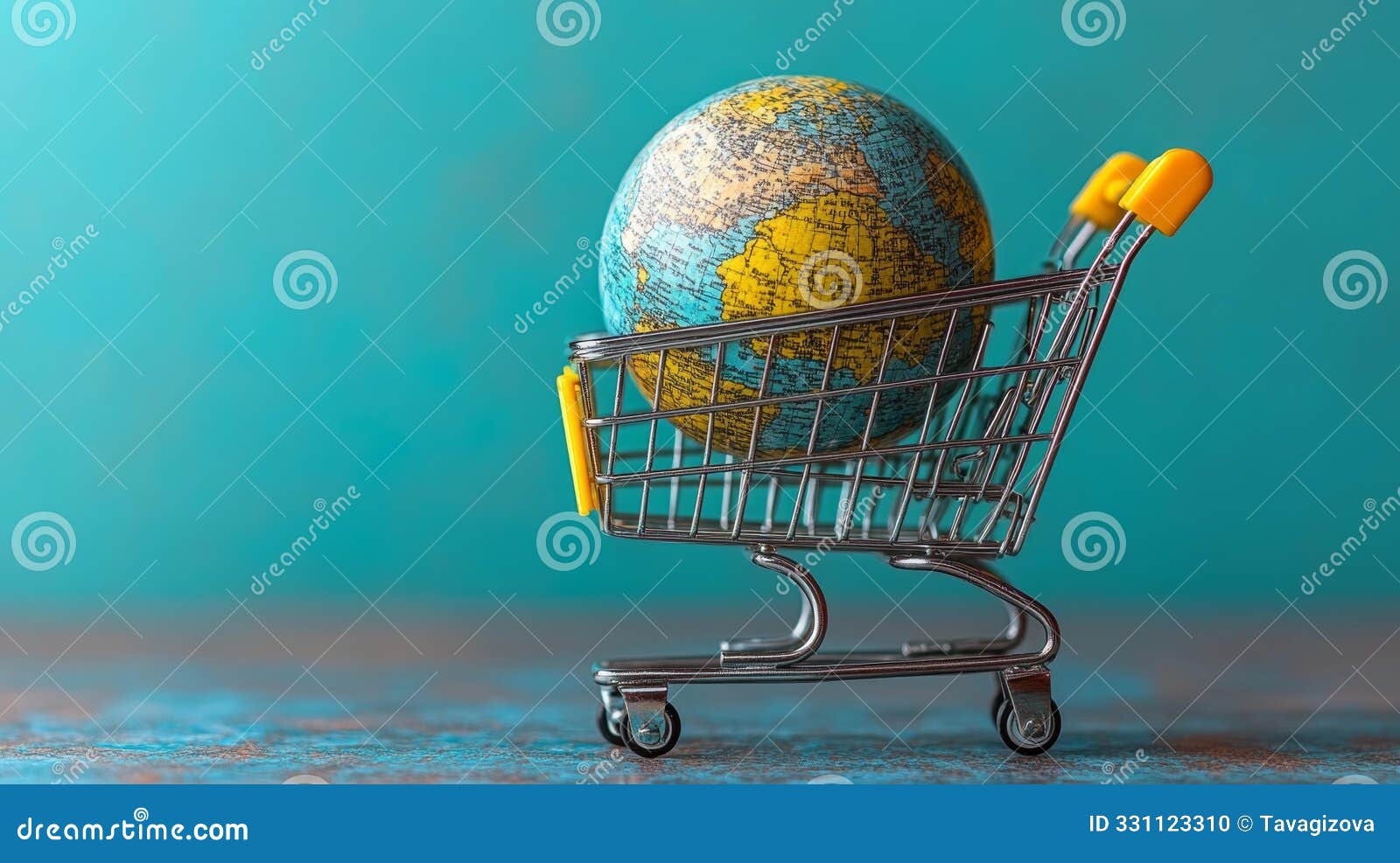 global shopping concept with earth in cart - generative ai