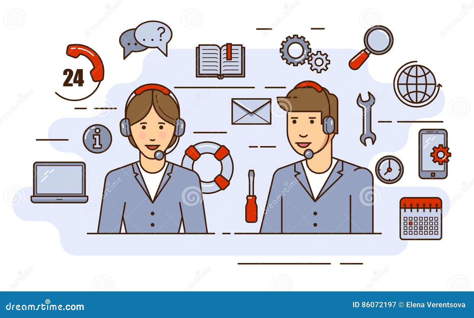 global technical support  concept  with specialist ready to solve any problem