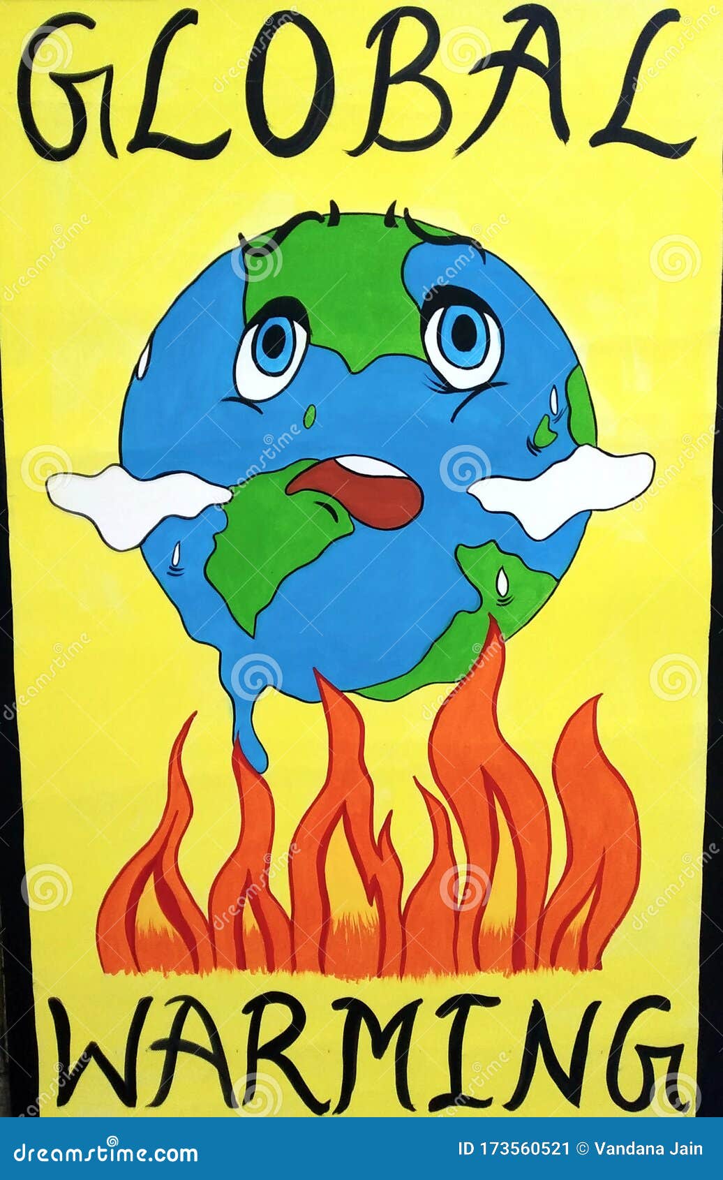 Global Warming Poster Painting Sketch Oil Painting Color And Tone Watercolor Pastel Still Life Painting Stock Illustration Illustration Of Applied Colored