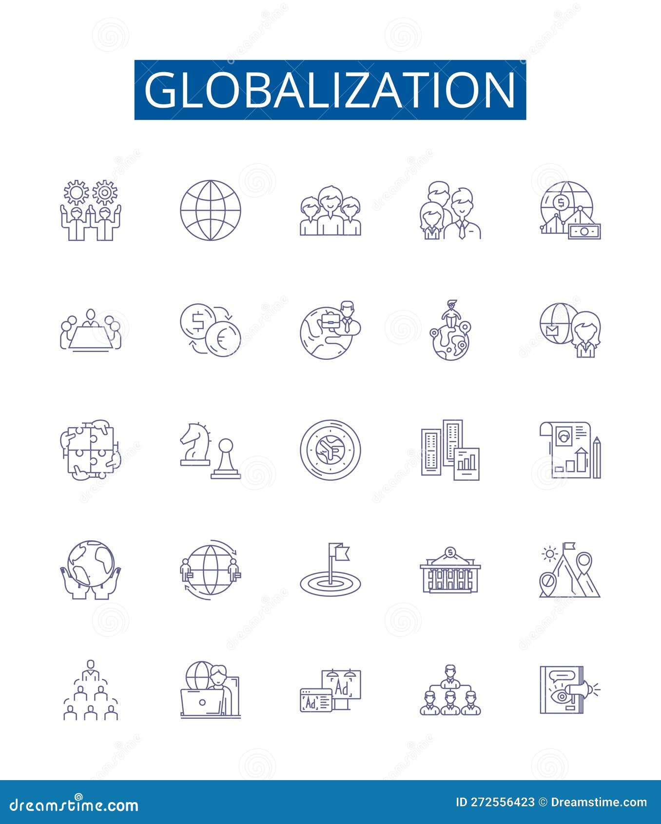 globalization line icons signs set.  collection of internationalization, integration, liberalization, convergence