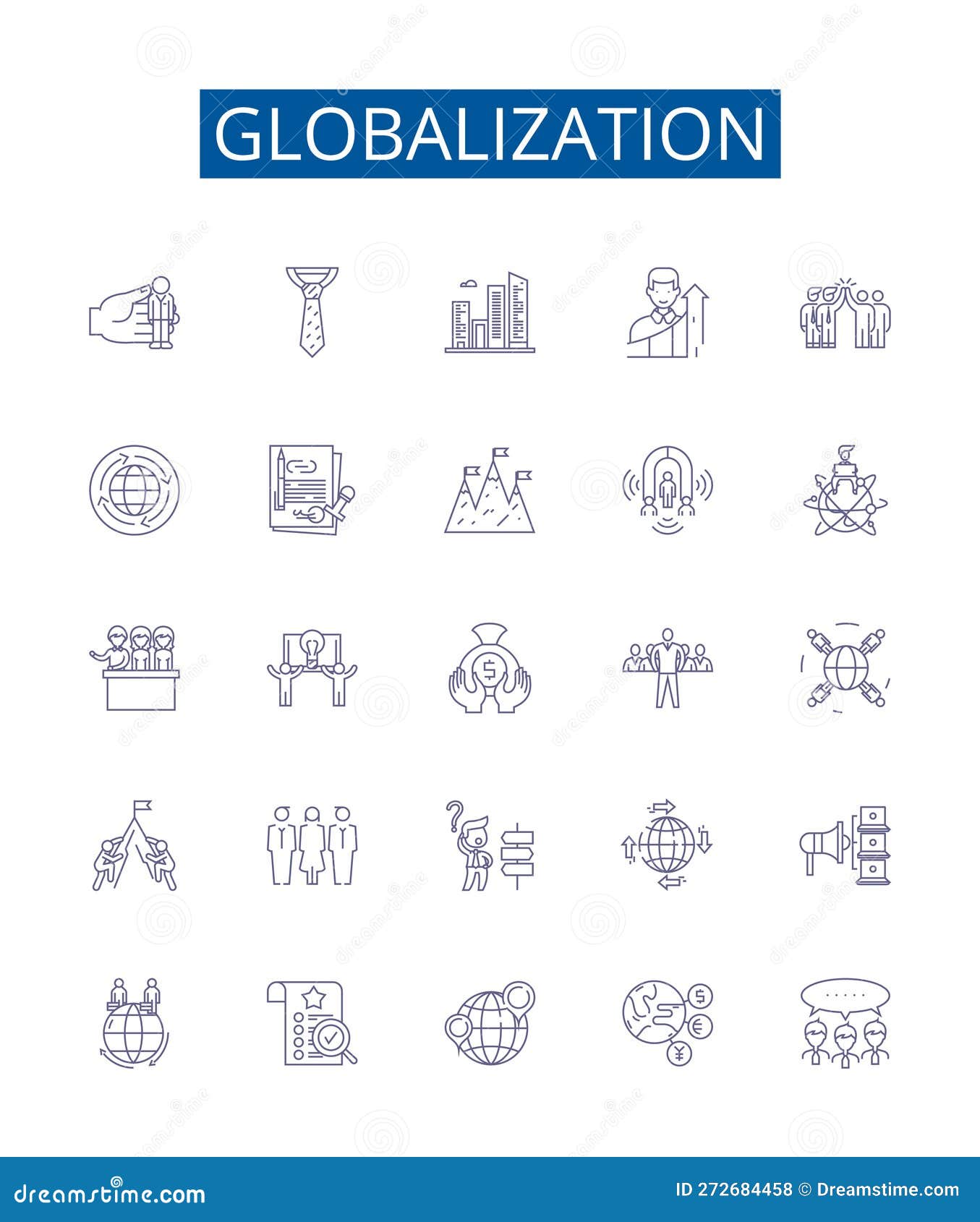 globalization line icons signs set.  collection of internationalization, integration, liberalization, convergence