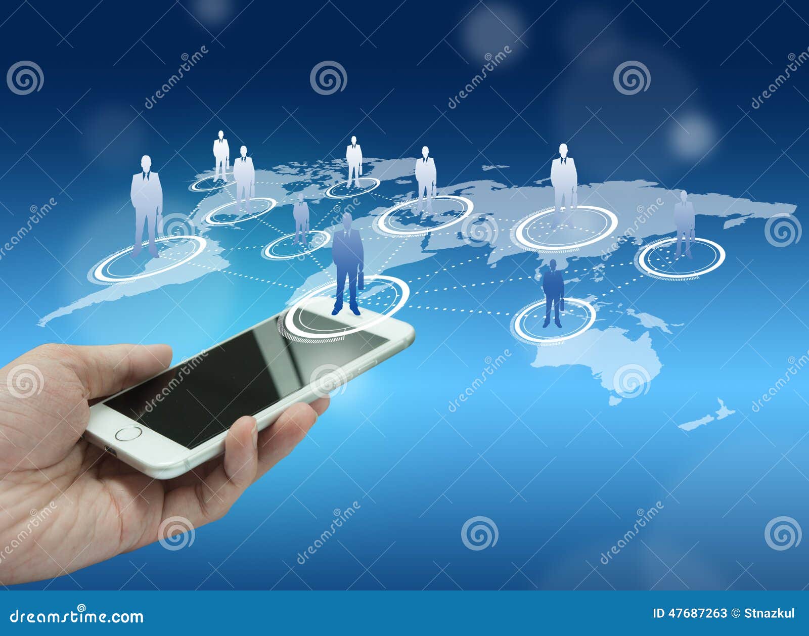 Globalização ou fundo social do conceito da rede com nova geração de telefone celular